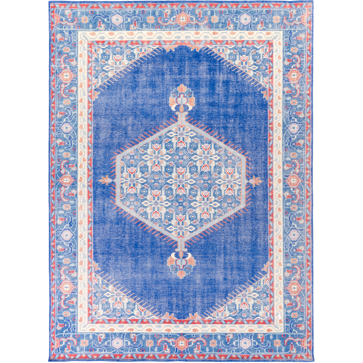 Zahra 132 X 96 inch Dark Blue/Bright Red/Mauve/Camel/Denim/Khaki Rugs, Wool