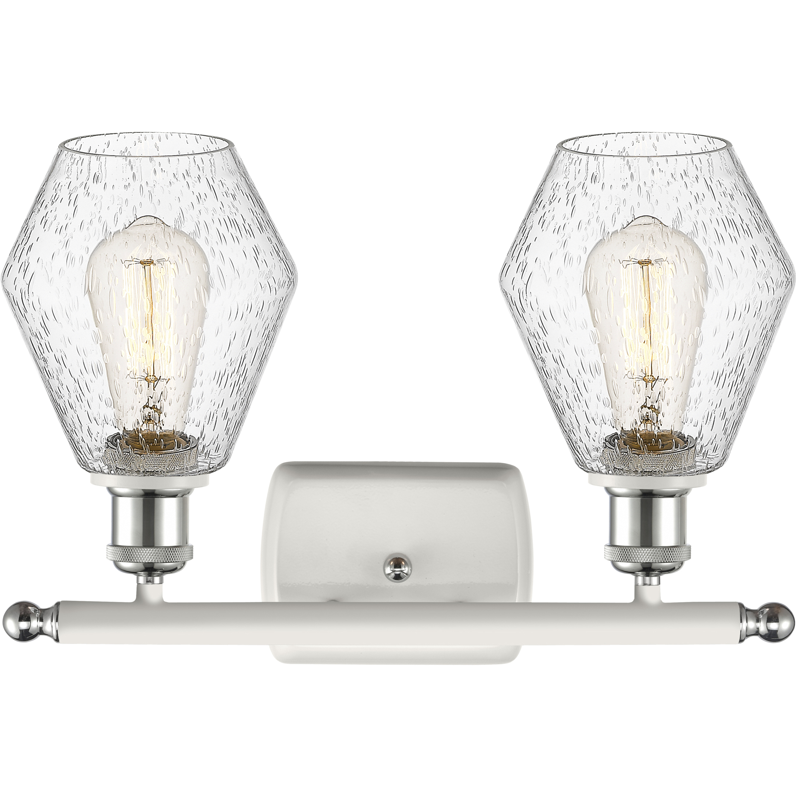 Ballston Cindyrella 2 Light 16 inch White and Polished Chrome Bath Vanity Light Wall Light in Incandescent, Seedy Glass