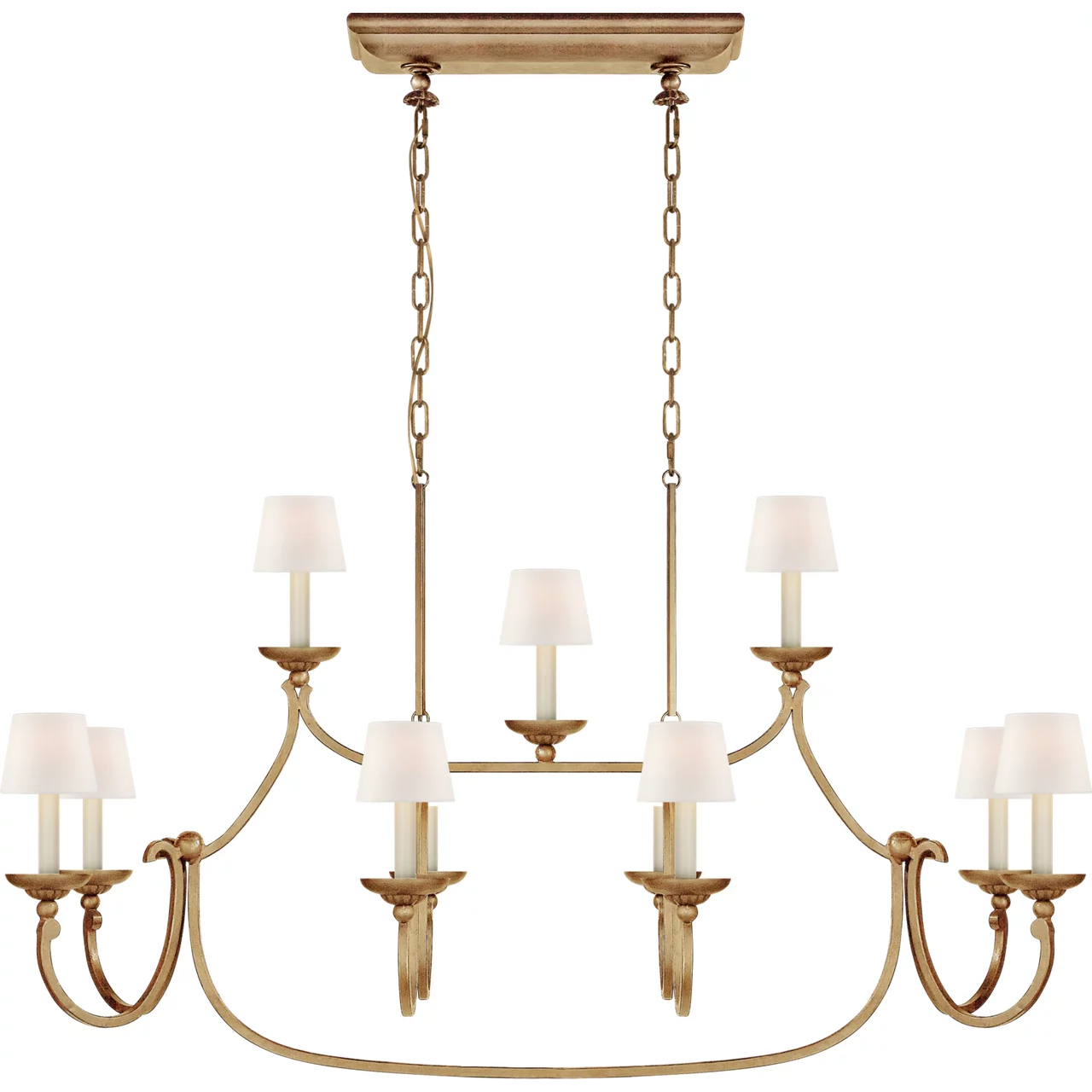 Chapman & Myers Flemish 11 Light 51.25 inch Gilded Iron Linear Pendant Ceiling Light in Linen, Large