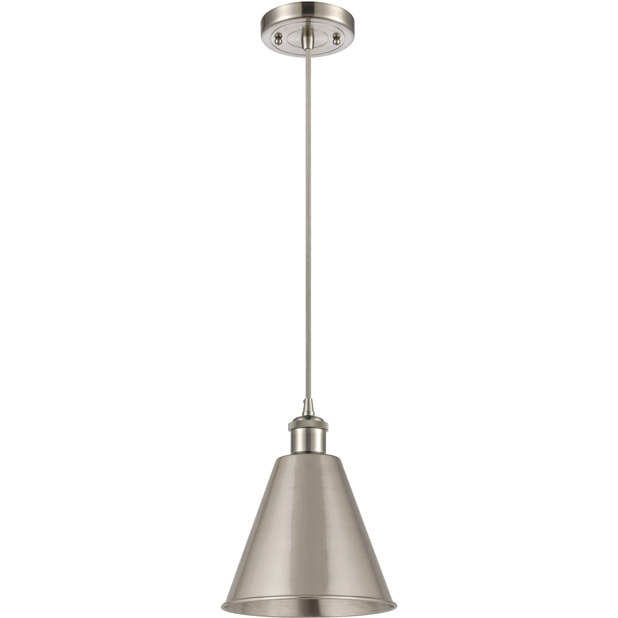 Ballston Cone LED 8 inch Brushed Satin Nickel Mini Pendant Ceiling Light