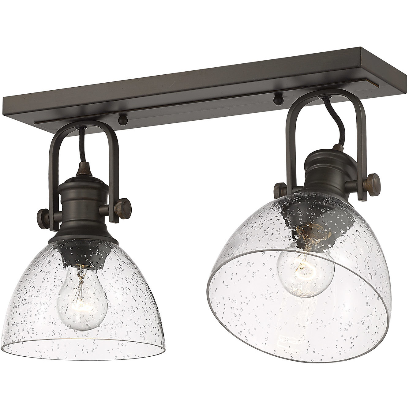 Yep Hines 2 Light 17.88 inch Rubbed Bronze Semi-Flush Mount Ceiling Light in Seeded Glass, Damp