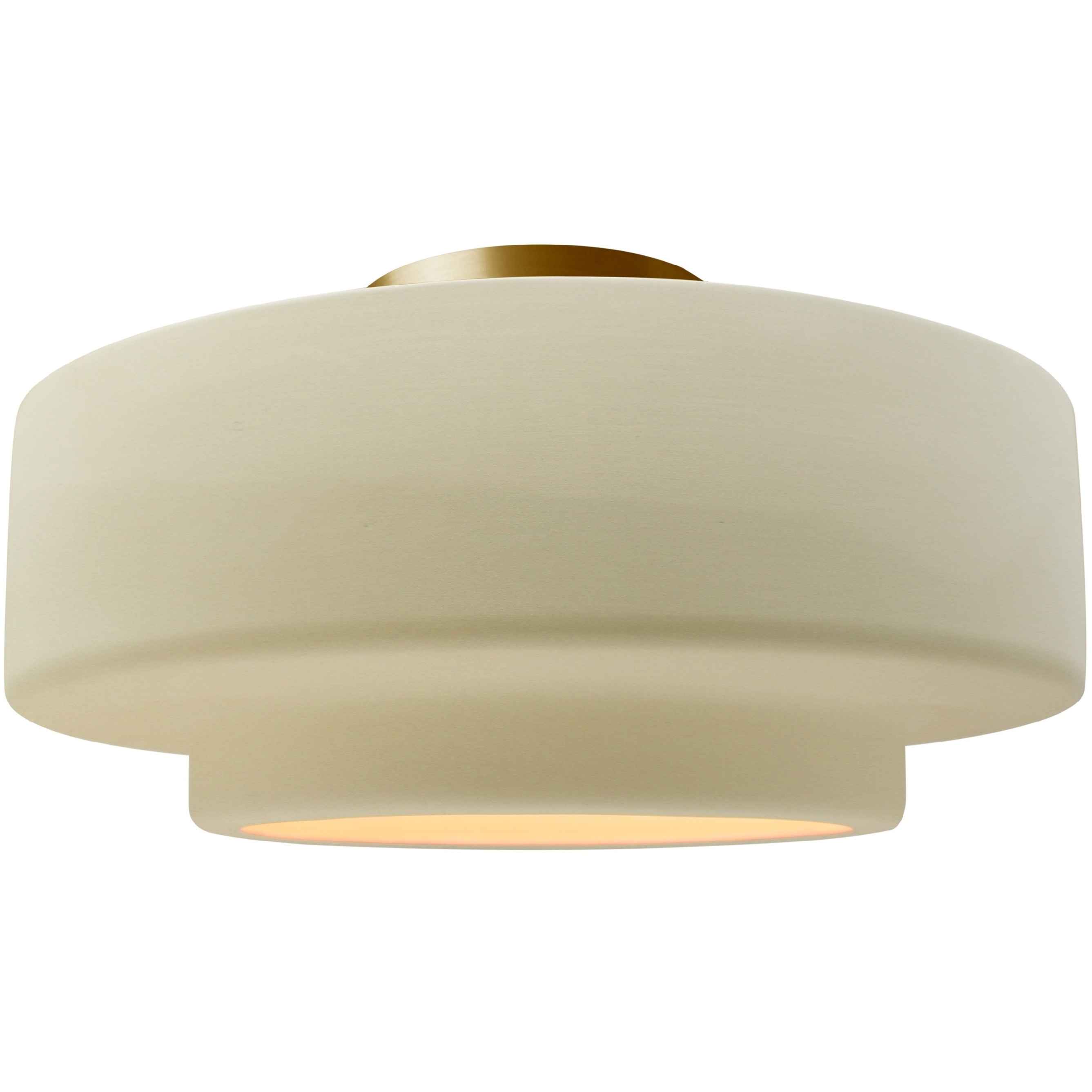 Radiance Collection - Tier 1 Light 16.5 inch Vanilla Gloss and Brushed Brass Semi-Flush Ceiling Light in Replaceable Bulb, 16.5W x 8H, Form+Finish+Function