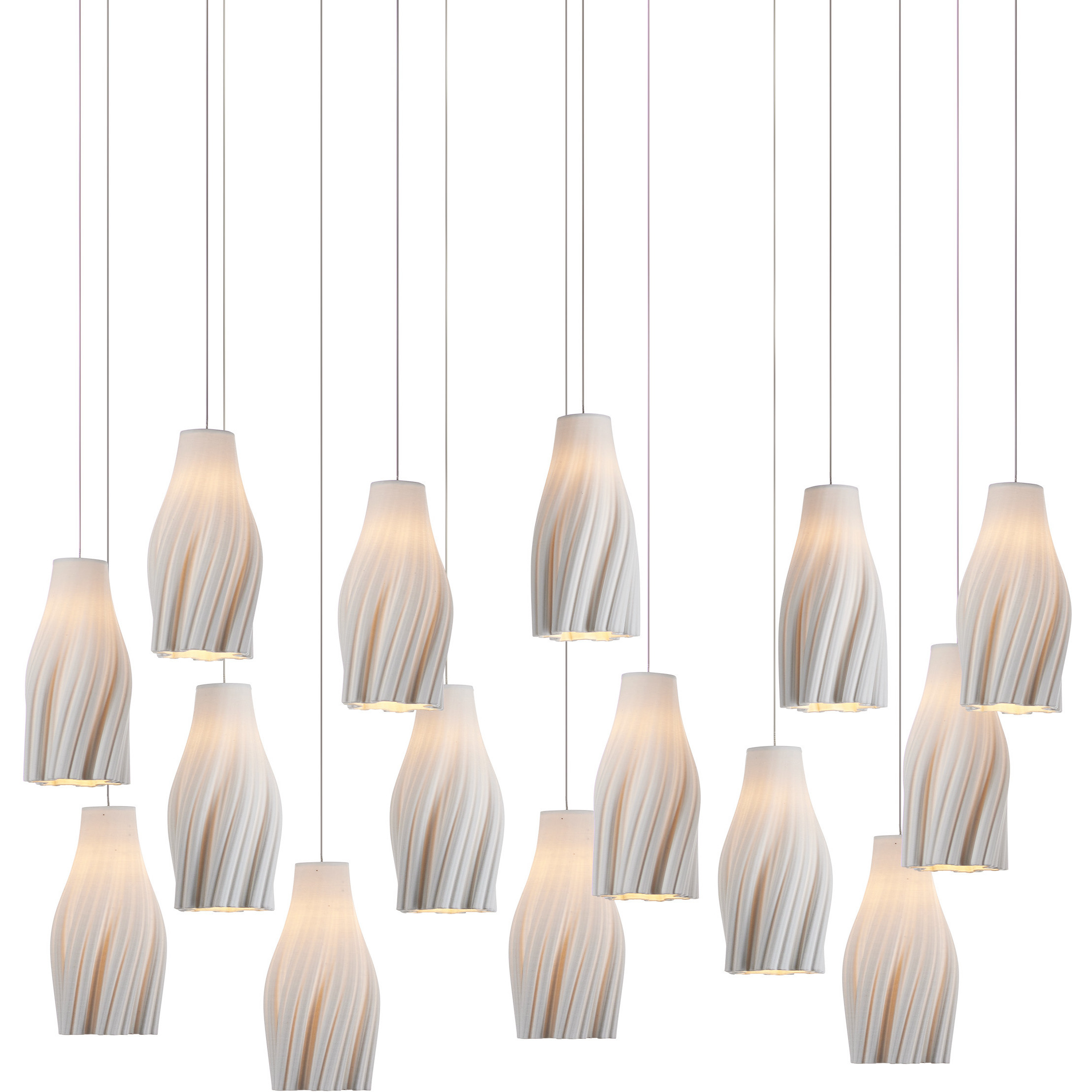 Posh 15 Light 48 inch Silver Multi-Drop Pendant Ceiling Light