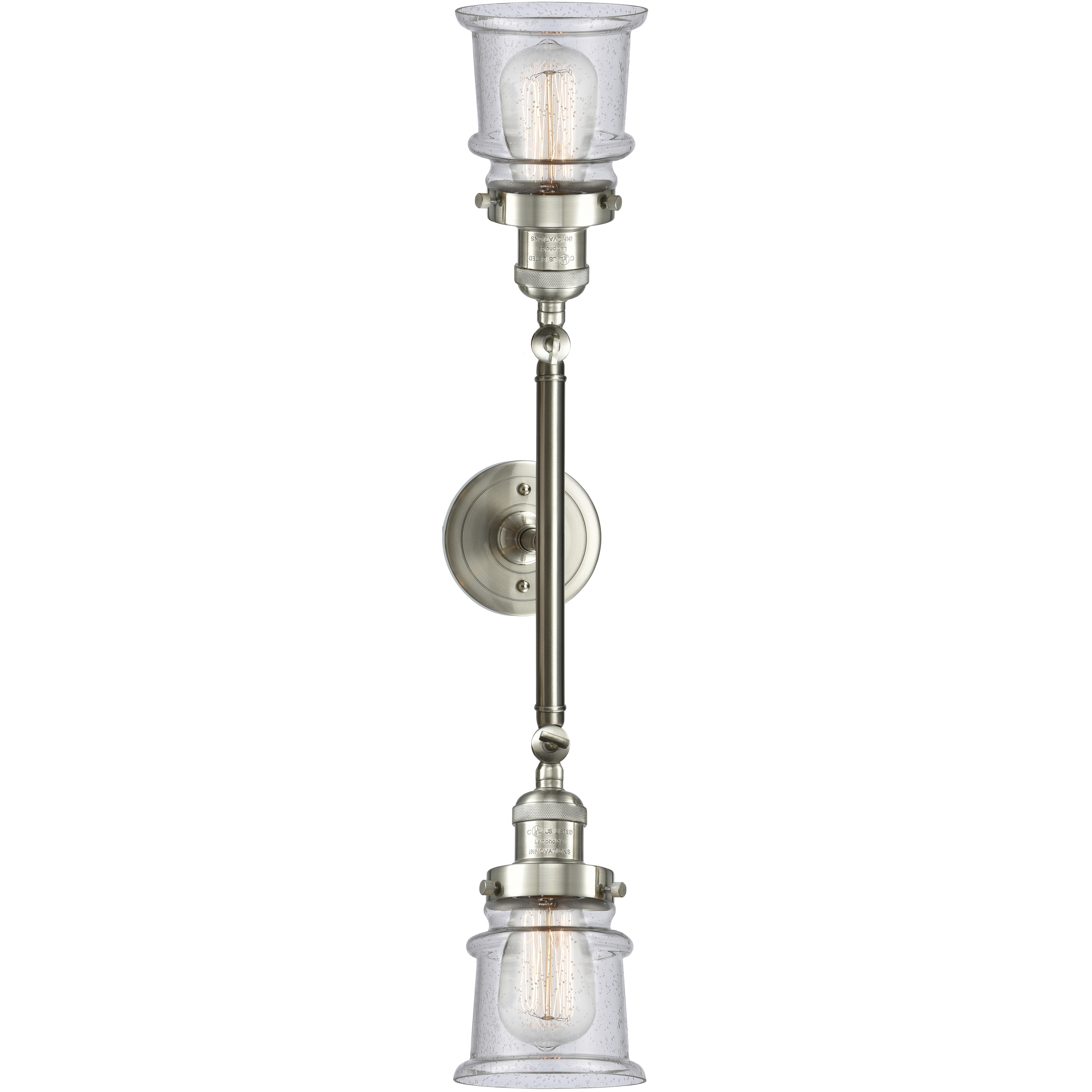 Franklin Restoration Small Canton 2 Light 17 inch Brushed Satin Nickel Bath Vanity Light Wall Light in Seedy Glass, Franklin Restoration