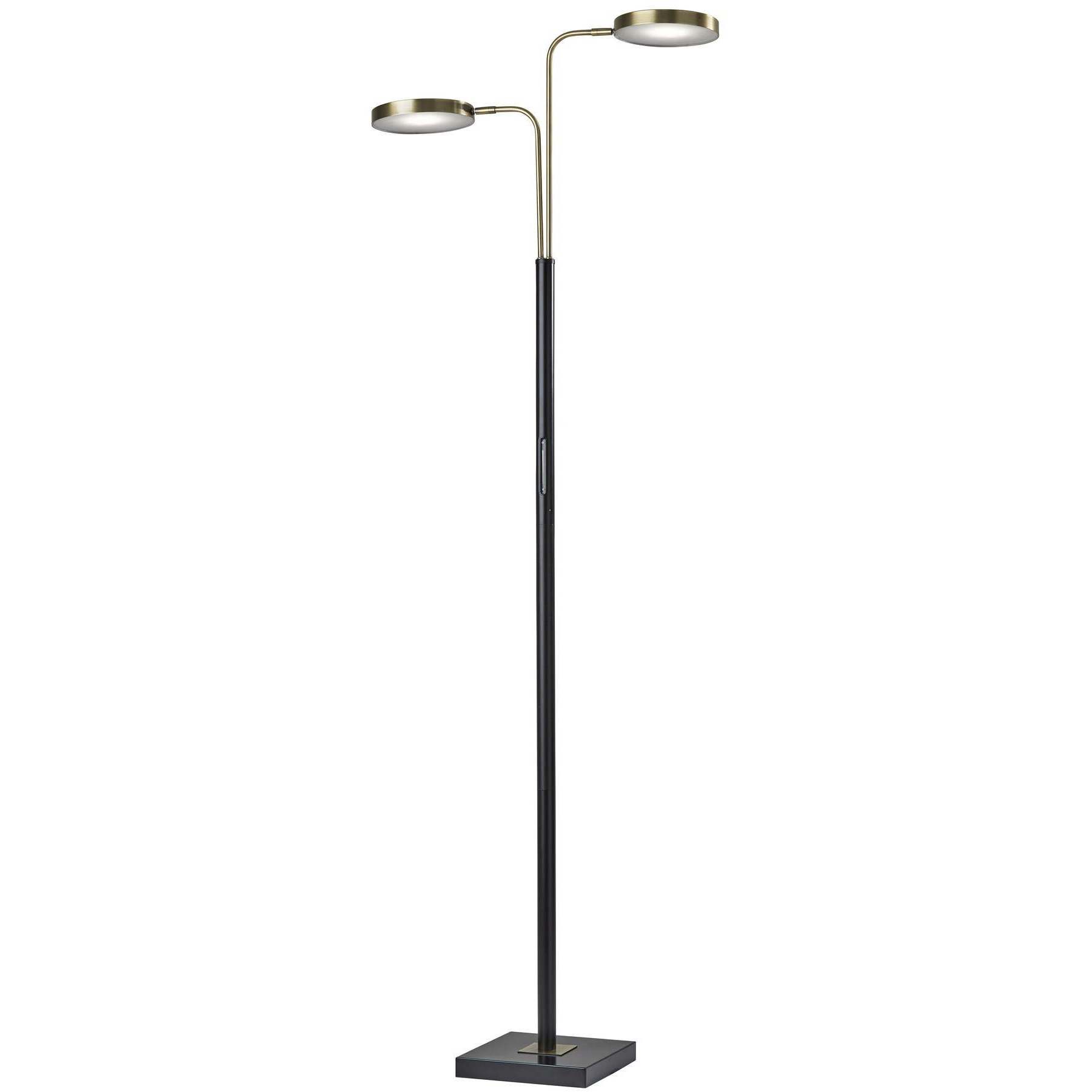 Rowan 71 inch 6.00 watt Black and Antique Brass Floor Lamp Portable Light, with Smart Switch