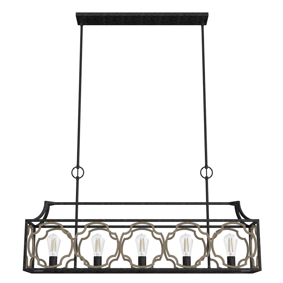 Stone Creek 5 Light 43.5 inch French Oak Linear Chandelier Ceiling Light