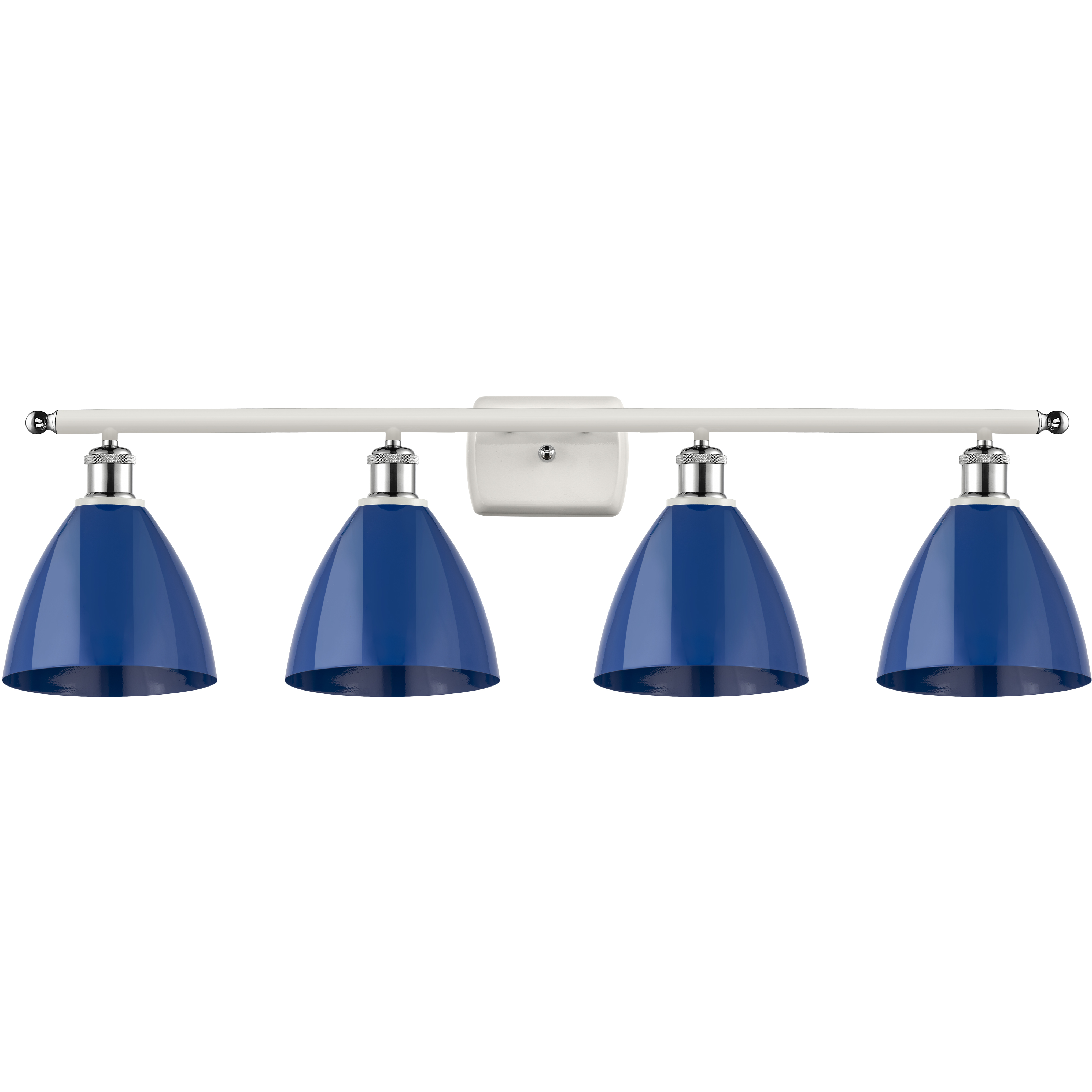 Ballston Plymouth Dome 4 Light 38 inch White and Polished Chrome Bath Vanity Light Wall Light in Matte Blue