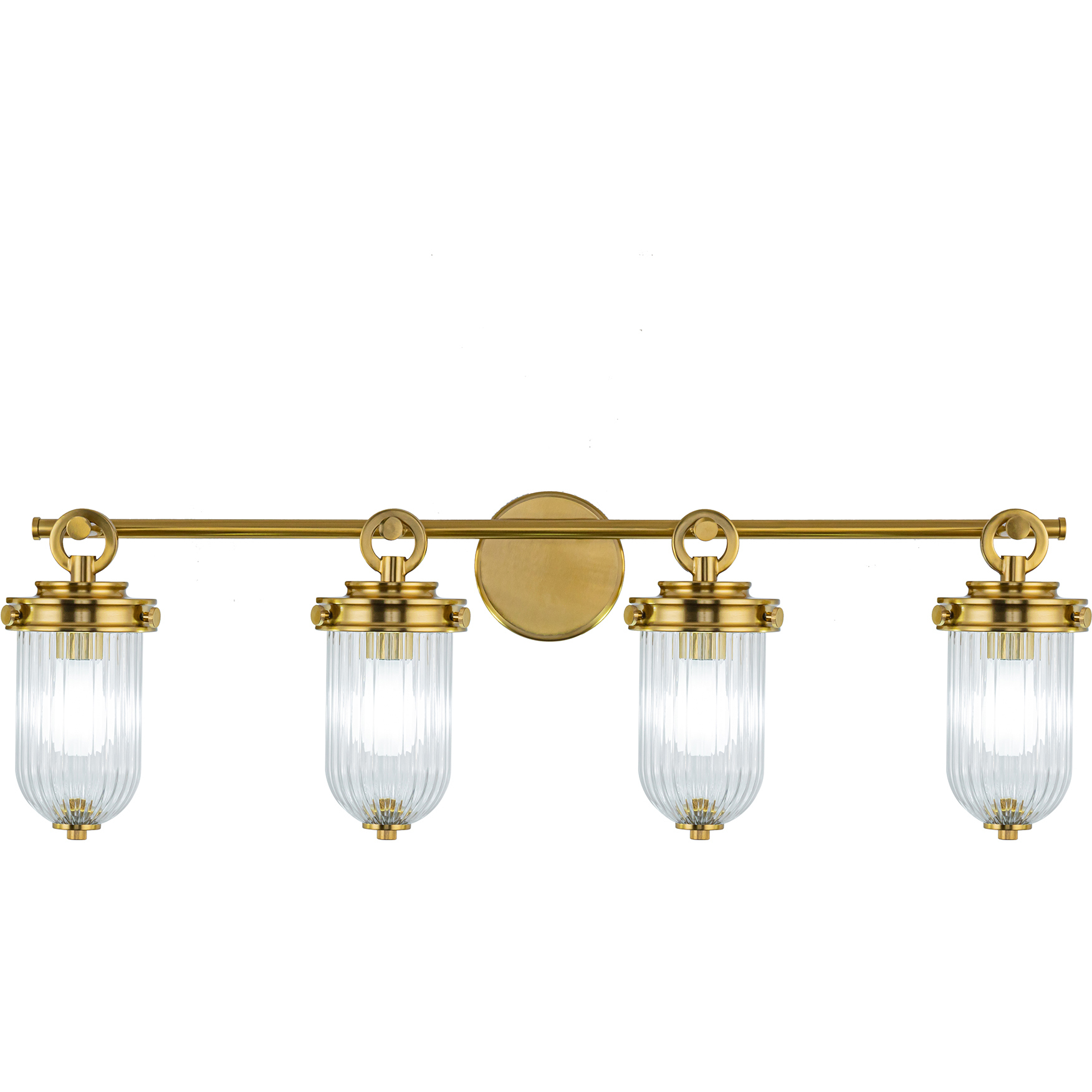 Myla 4 Light 33.75 inch Vintage Brass Bathroom Vanity Wall Light