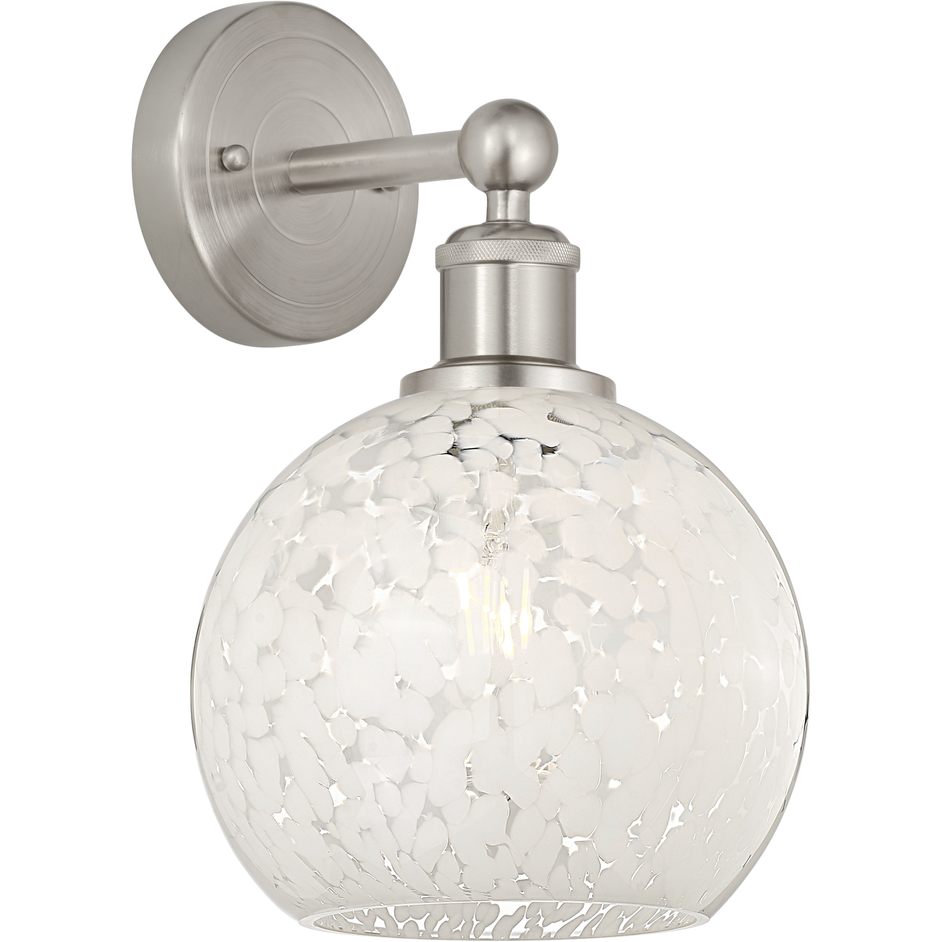 Edison White Mouchette 1 Light 8 inch Satin Nickel Sconce Wall Light