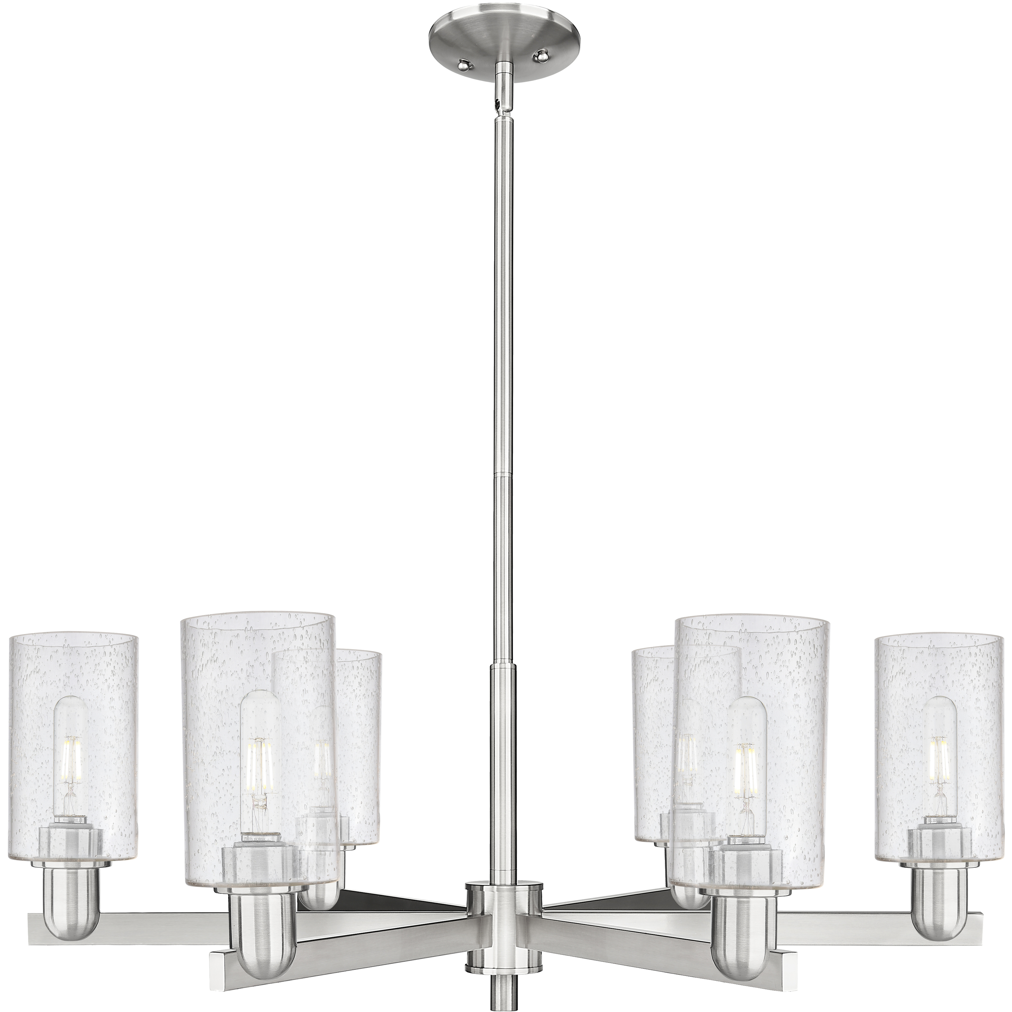 Arcadia Clymer 6 Light 33.63 inch Satin Nickel Chandelier Ceiling Light in Seedy