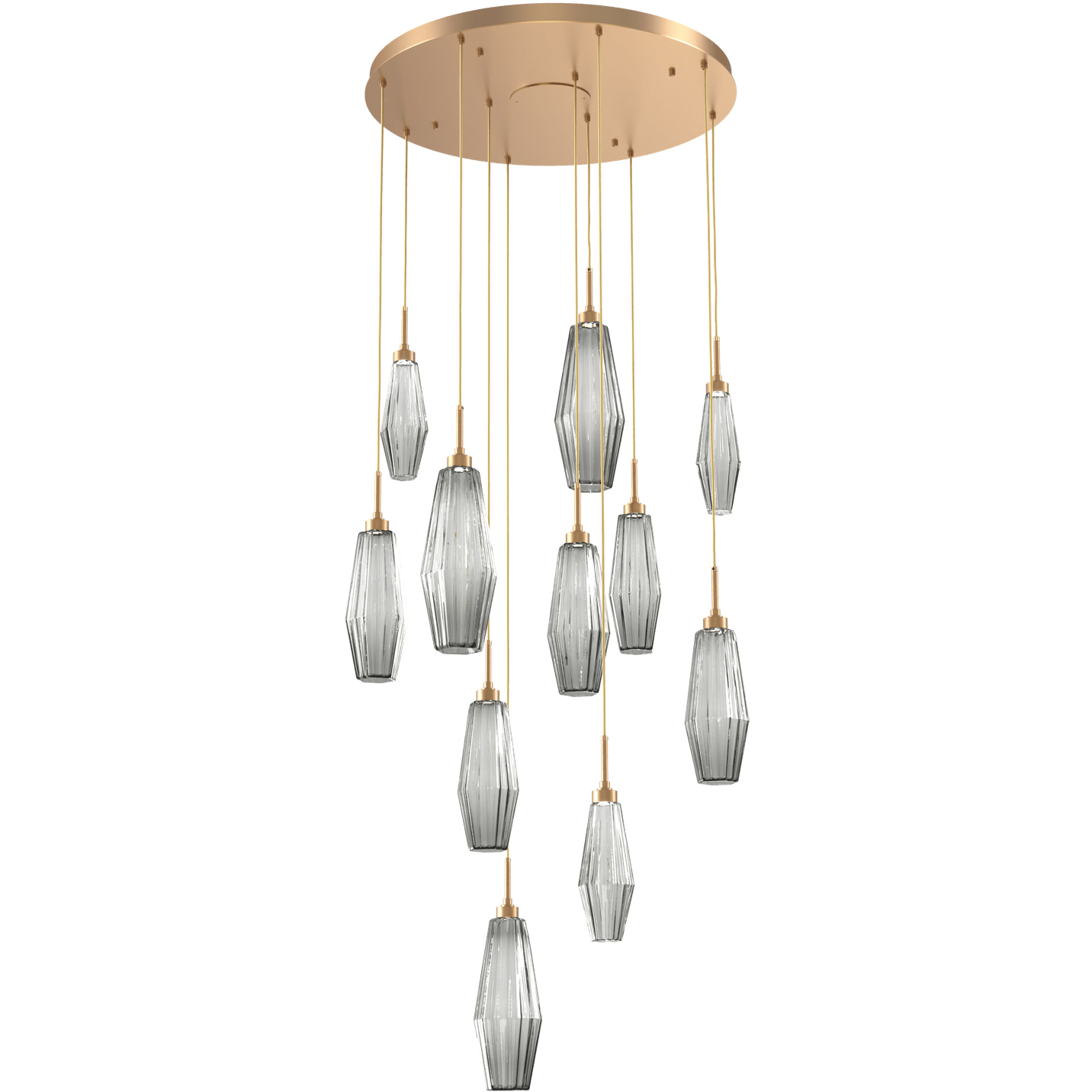 Aalto LED 33.3 inch Novel Brass Chandelier Ceiling Light, Round Multi-Port