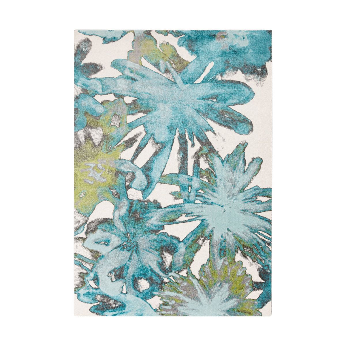 Aberdine 36 X 26 inch Aqua/Teal/Olive/Ivory/Charcoal/Medium Gray Rugs, Polypropylene
