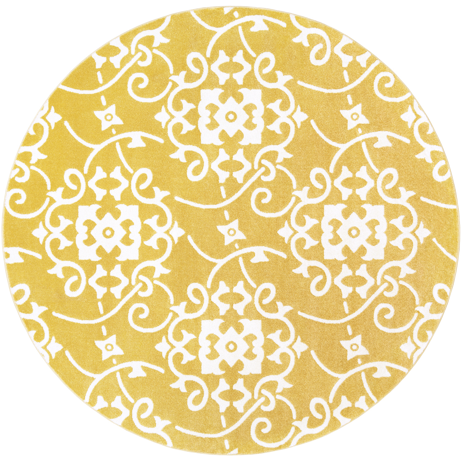 Horizon 94.49 X 94.49 inch Mustard/Cream Machine Woven Rug, Round