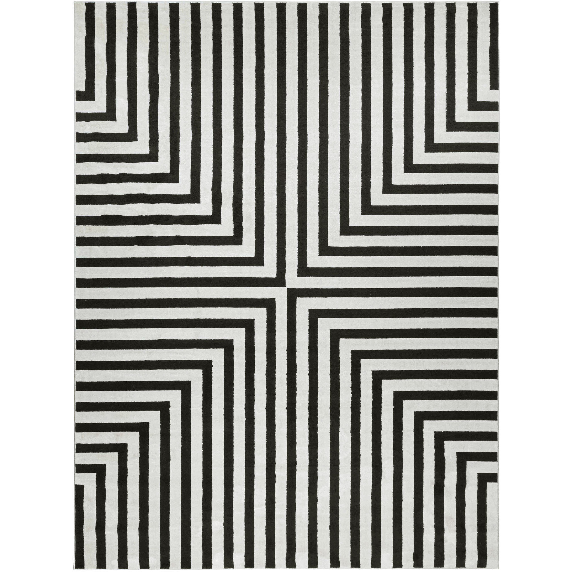 Optika 36 X 24 inch Black/White Rug in 2 x 3