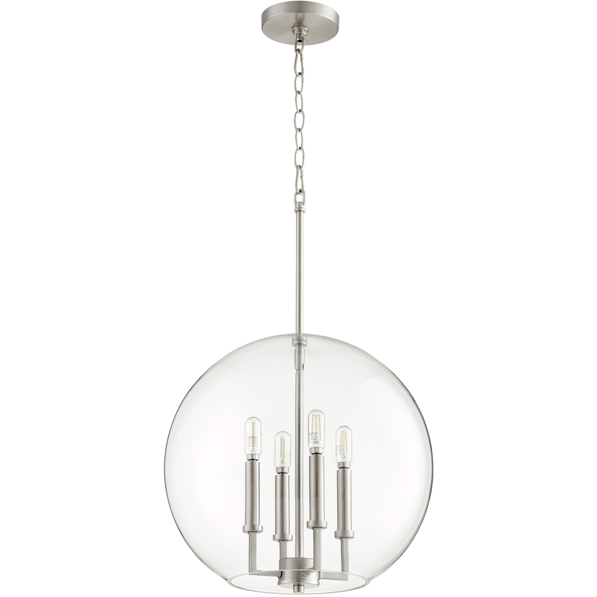 Globe Pendant 4 Light 16 inch Satin Nickel Pendant Ceiling Light