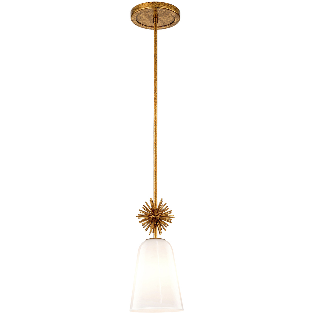 Staring 1 Light 7.25 inch Opal Glass and Distressed Gold Pendant Ceiling Light