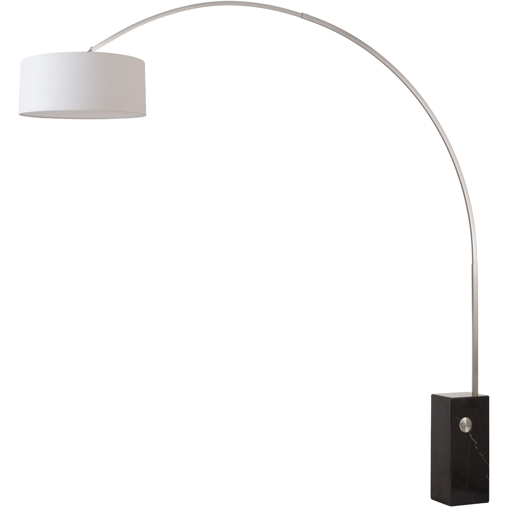 Iconic 95 inch 14 watt Satin Nickel and Black Arc Floor Lamp Portable Light in White Linen
