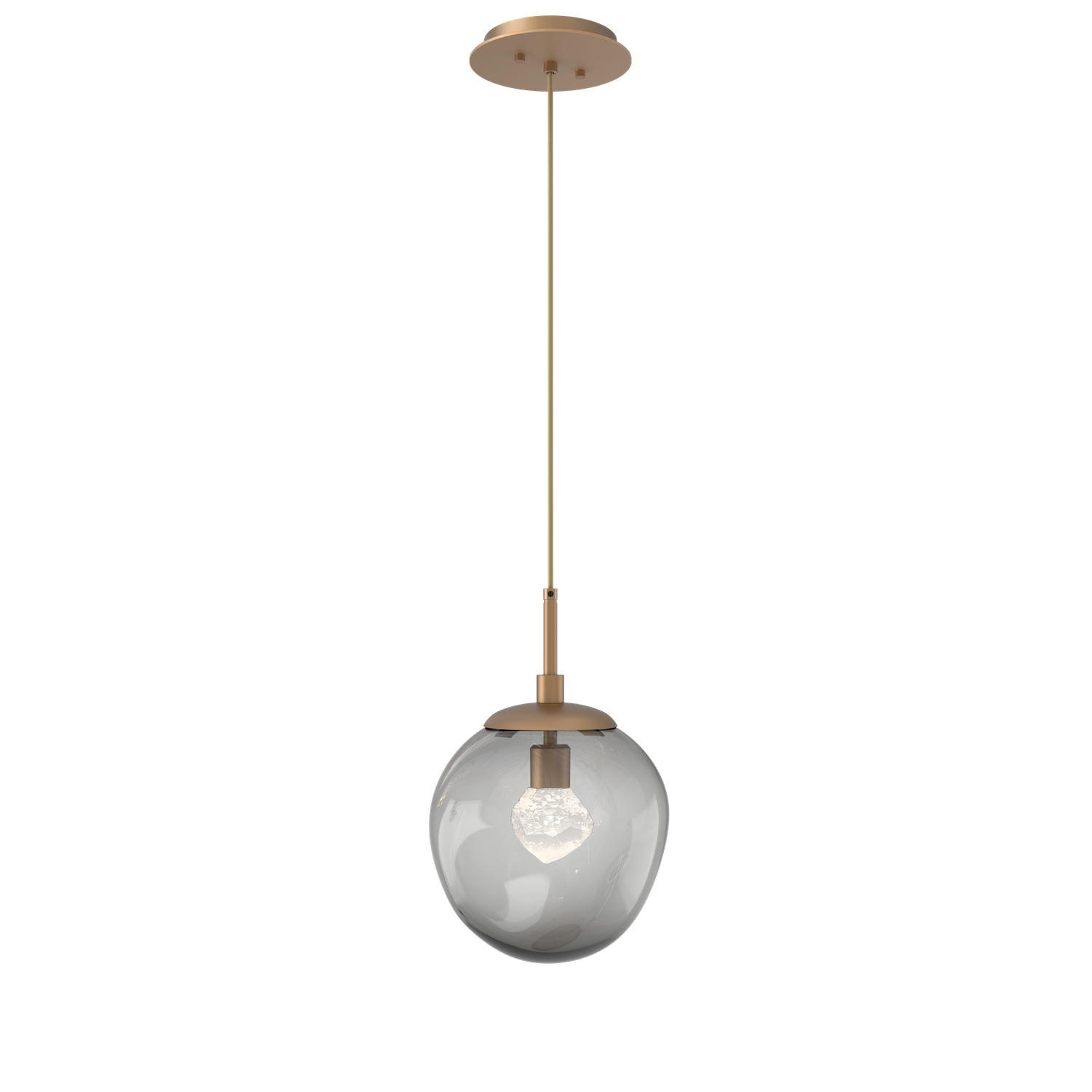 Aster LED LED 10 inch Novel Brass Pendant Ceiling Light in 3000K LED, Zircon Inner - Smoke Outer