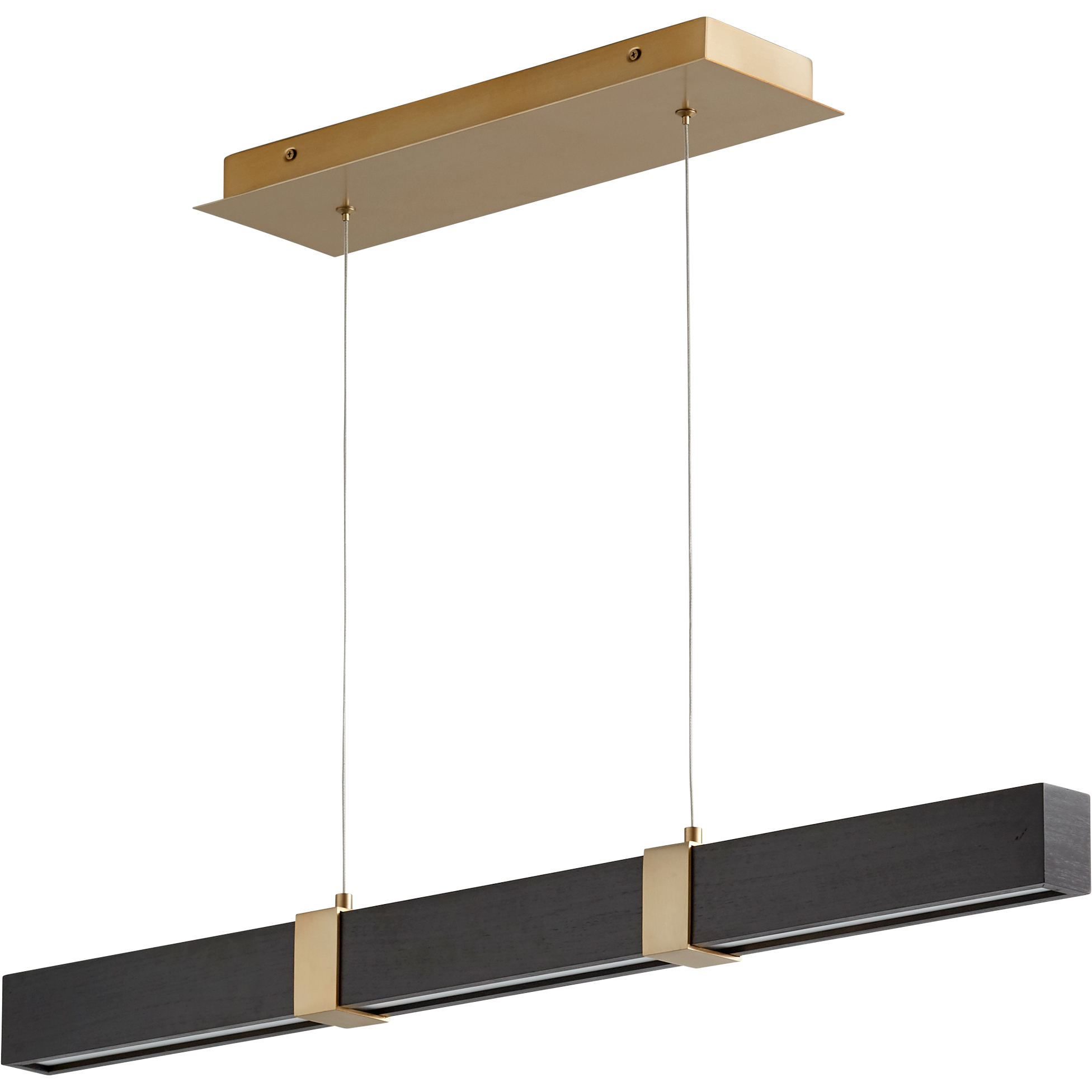Decca LED 36 inch Aged Brass And Black Oak Linear Pendant Ceiling Light