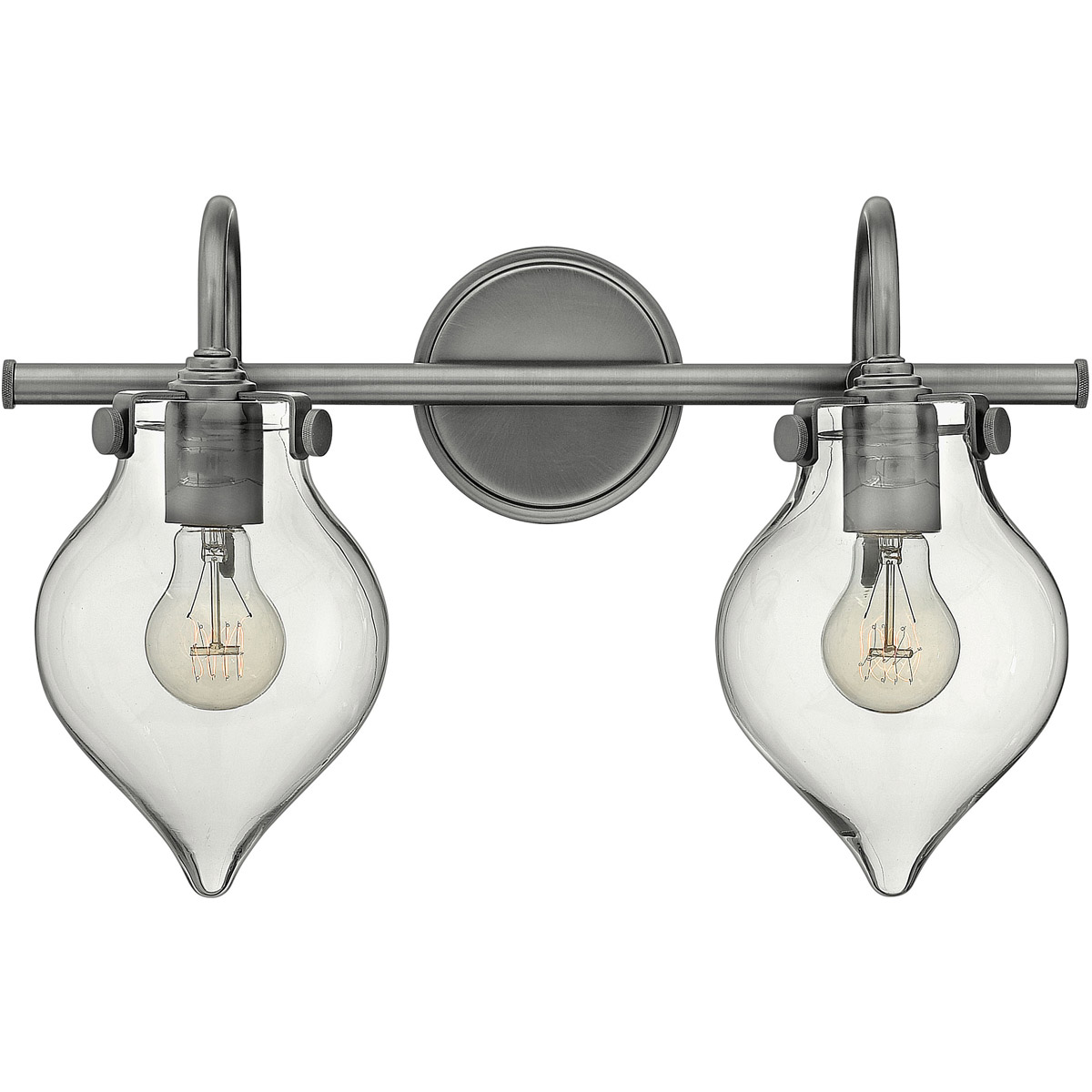 Congress 2 Light 19 inch Antique Nickel Bath Light Wall Light, Retro Glass