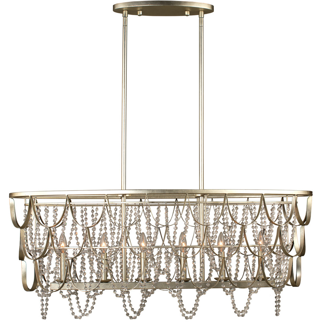Dulce 6 Light 44 inch Champagne Silver Leaf Island Light Ceiling Light