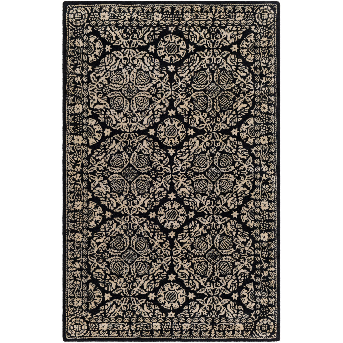 Smithsonian 156 X 108 inch Black/Khaki/Ivory Rugs, Rectangle