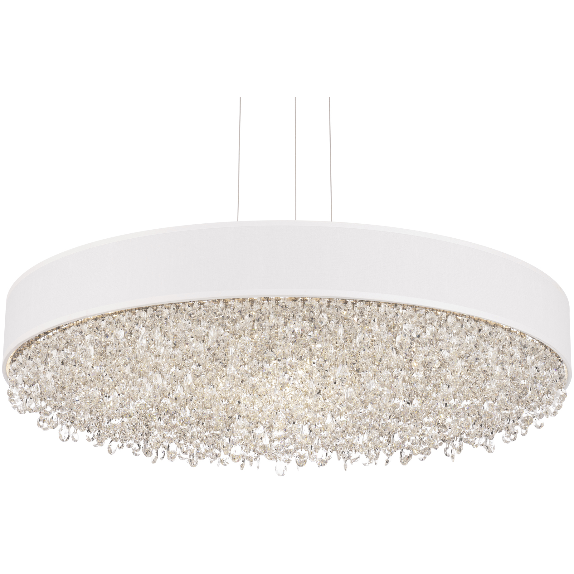 Signature Eclyptix LED 28.8 inch Polished Stainless Steel Pendant Ceiling Light in White, Wavy Layout, Wavy Layout