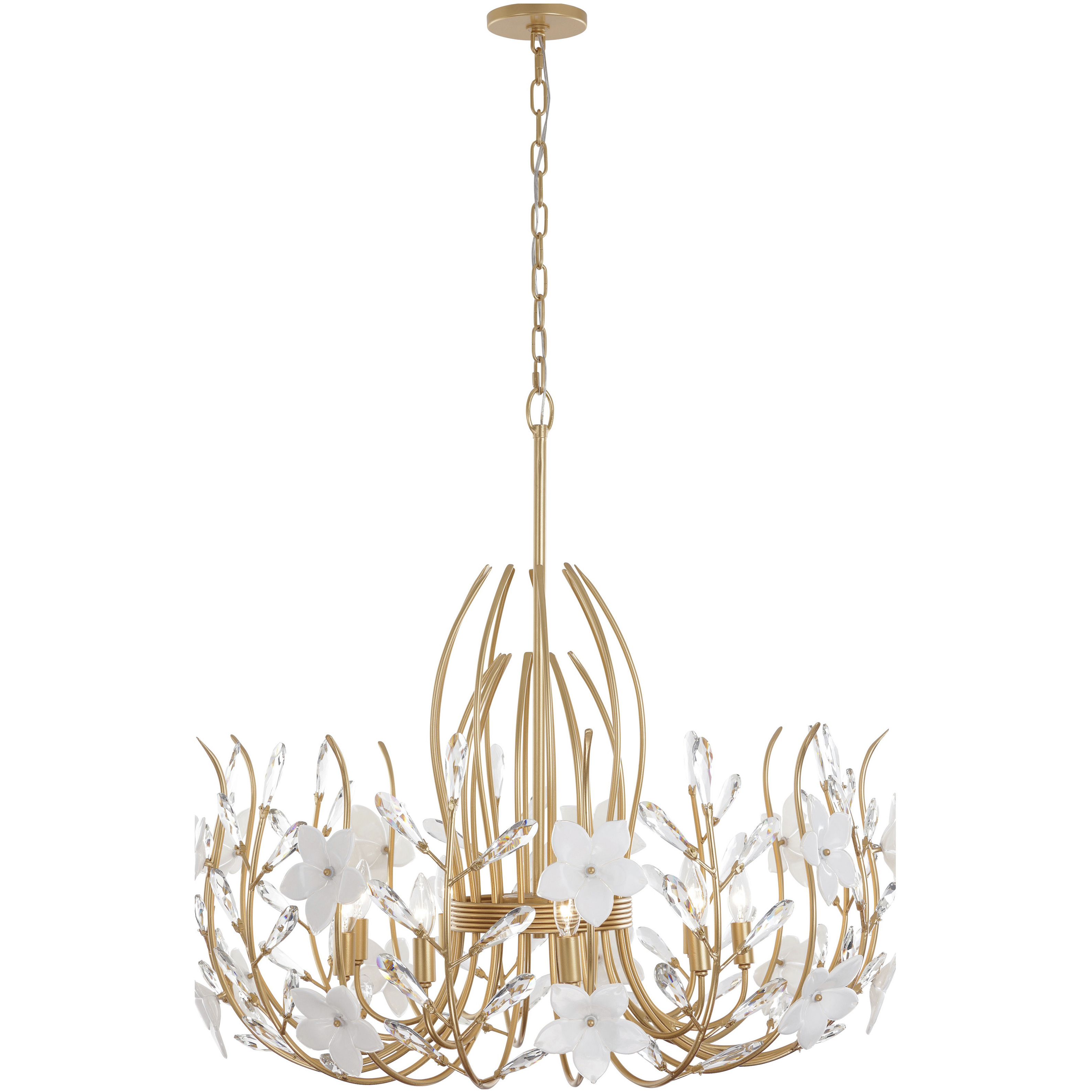 Petal Court 9 Light 36 inch French Gold Pendant Ceiling Light