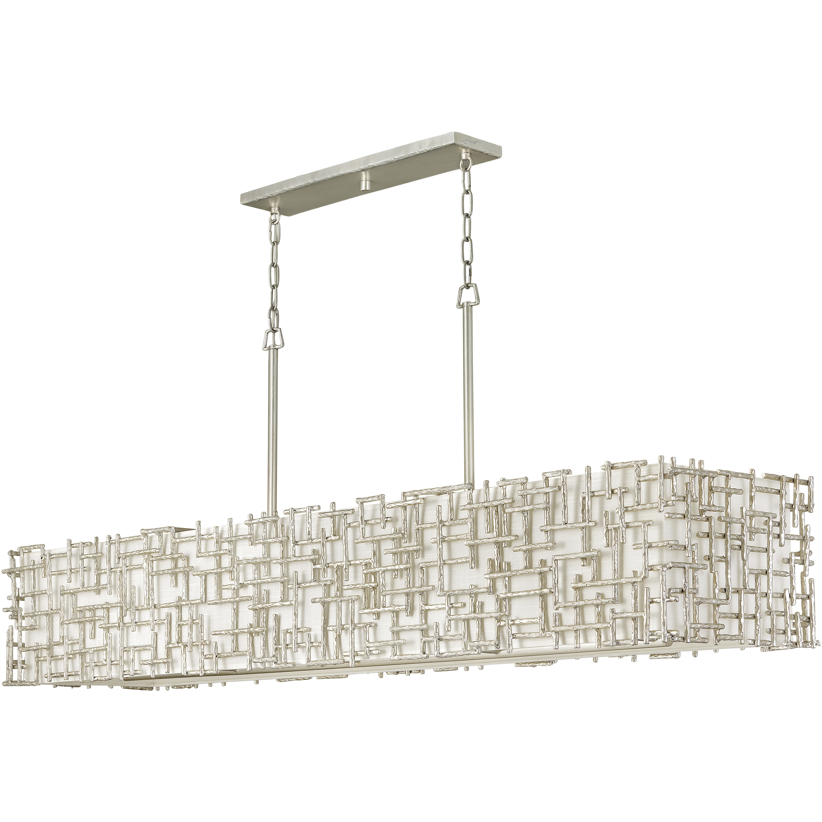 Farrah LED 60 inch Silver Leaf Chandelier Ceiling Light, Linear & Oval