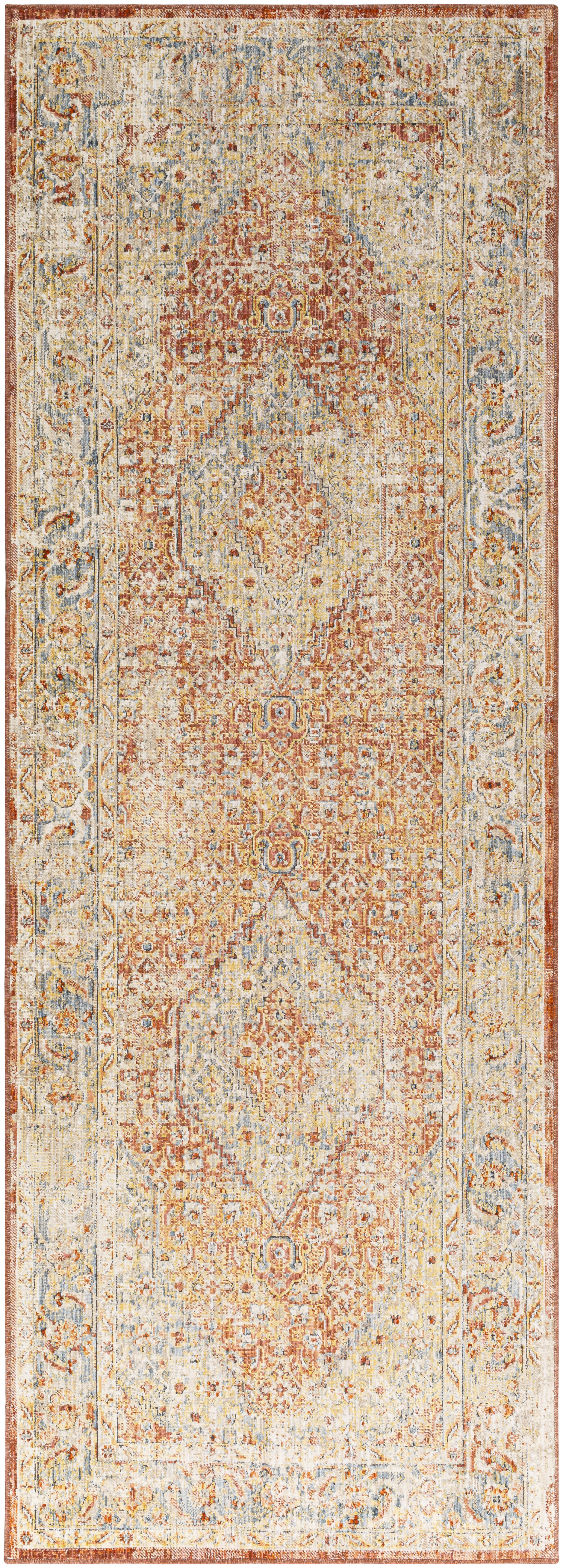 Aspendos 87 X 31 inch Brick Red Rug, Runner