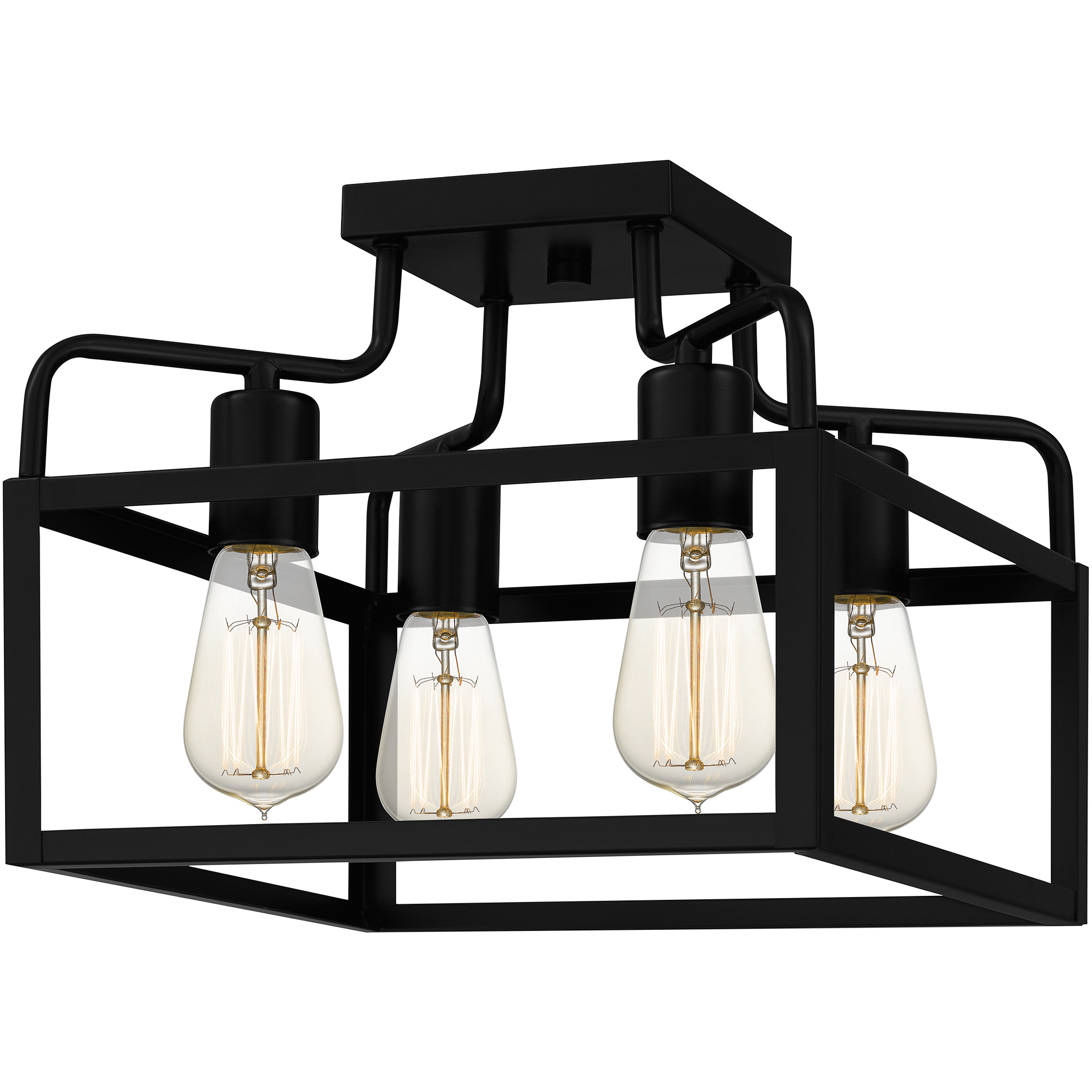 Paulsen 4 Light 12 inch Matte Black Semi-Flush Mount Ceiling Light