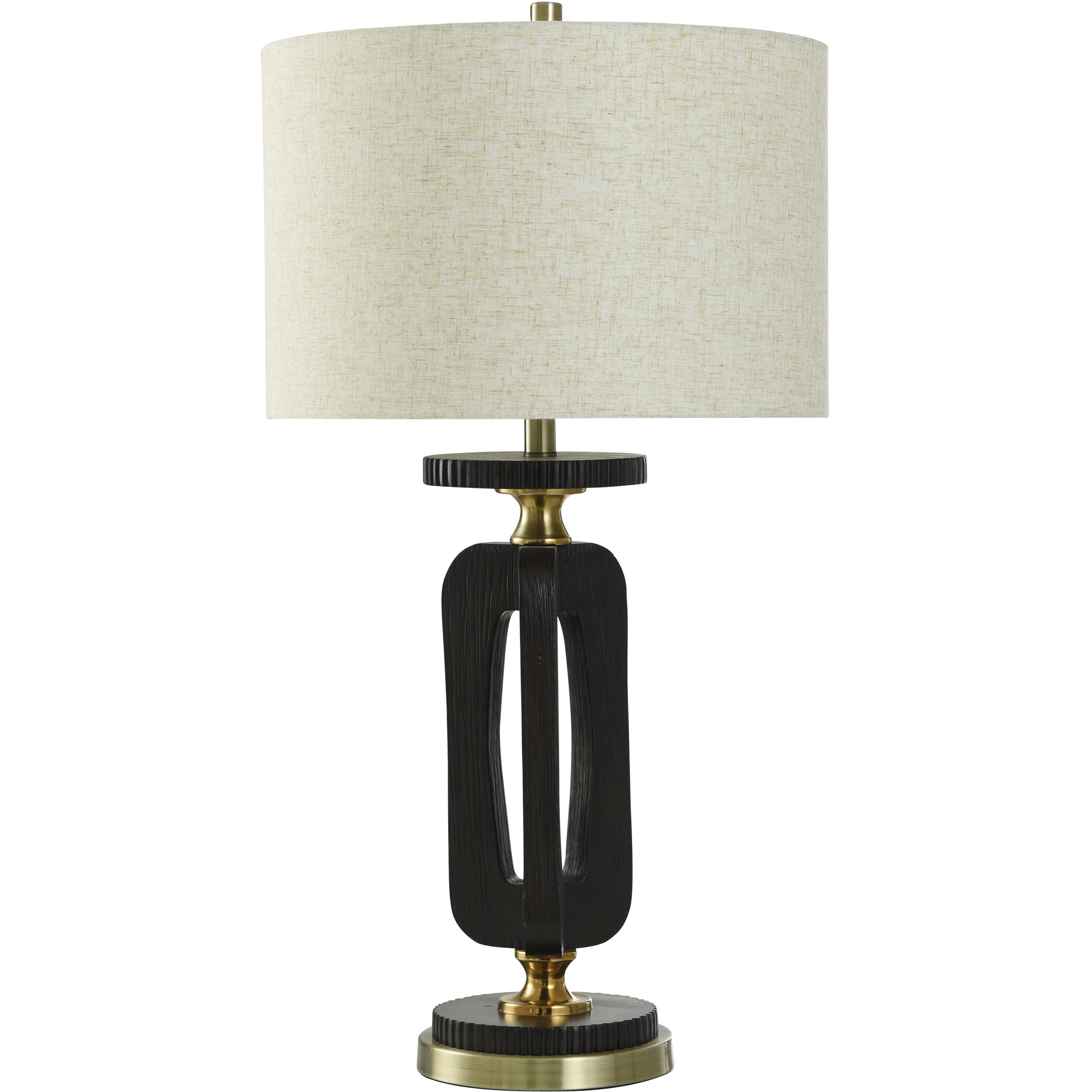 Cameron 32.5 inch 100 watt Optical Black and Gold Table Lamp Portable Light