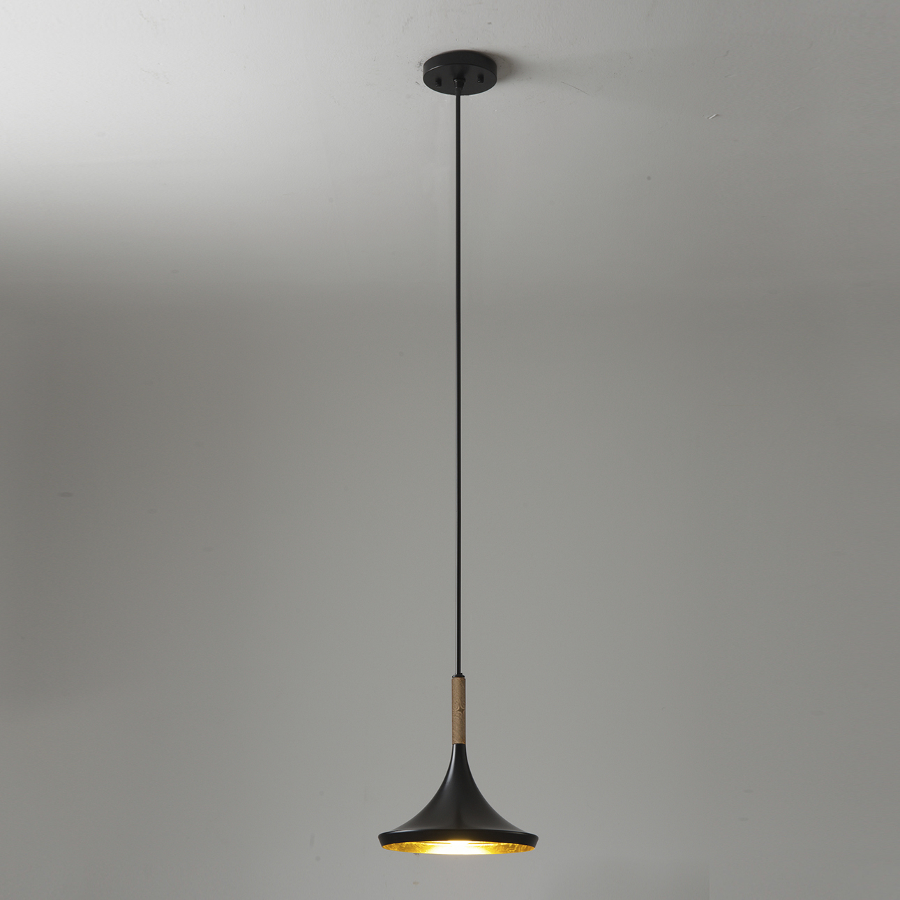Lodi 1 Light 9.3 inch Matte Black and Walnut Pendant Ceiling Light