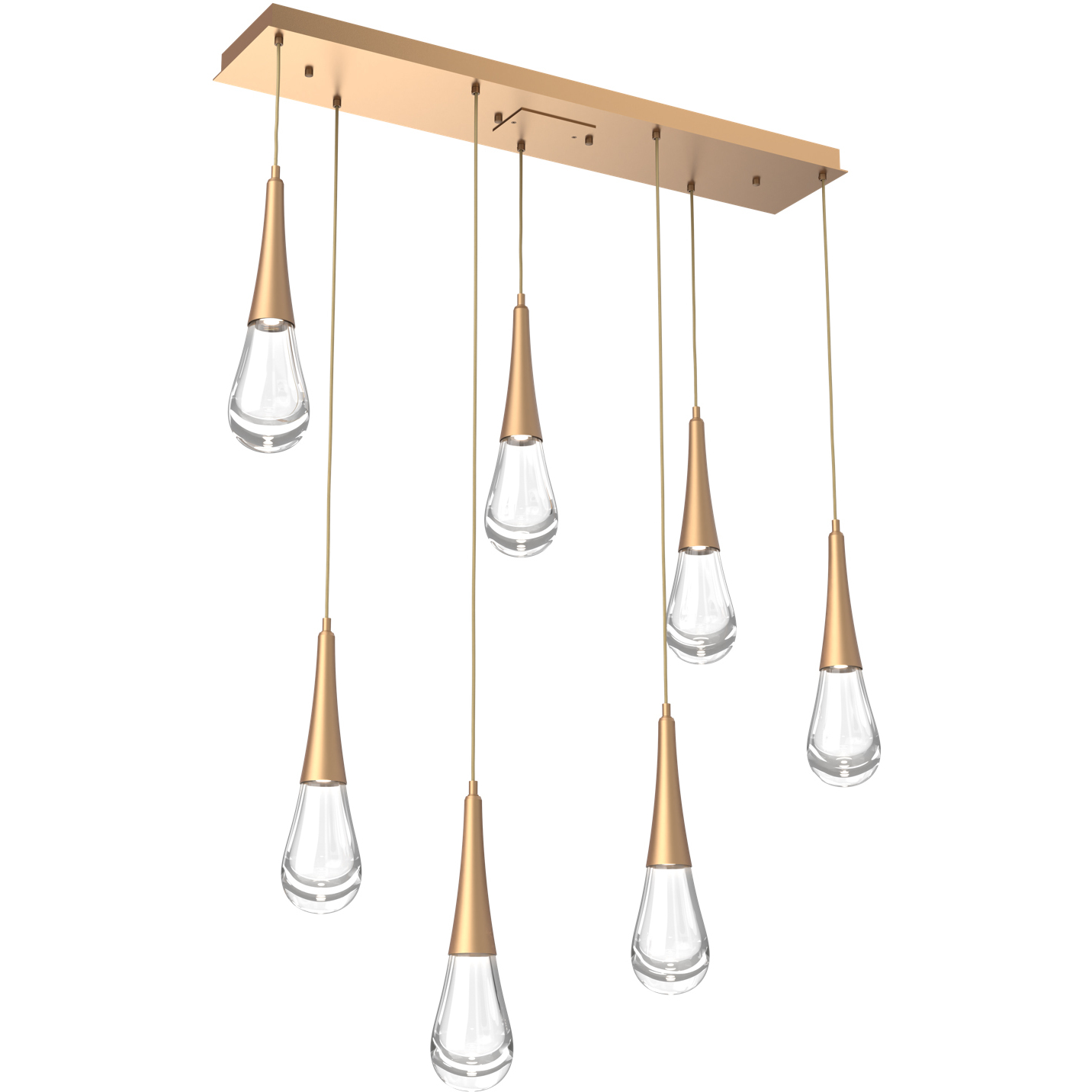 Rain Drop LED 44.3 inch Novel Brass Linear Pendant Ceiling Light in 3000K LED