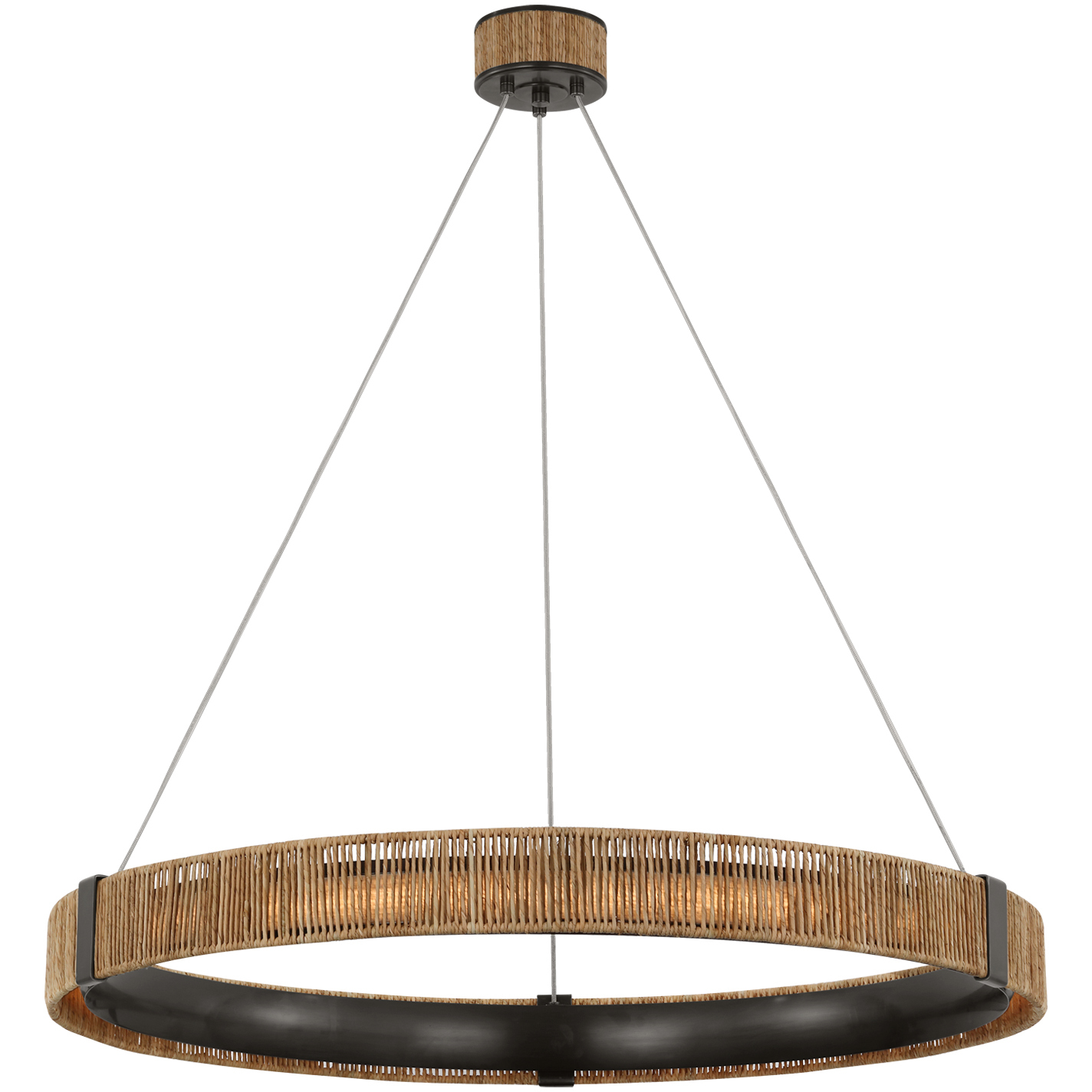 Chapman & Myers Kayden LED 40.75 inch Bronze and Natural Abaca Ring Chandelier Ceiling Light