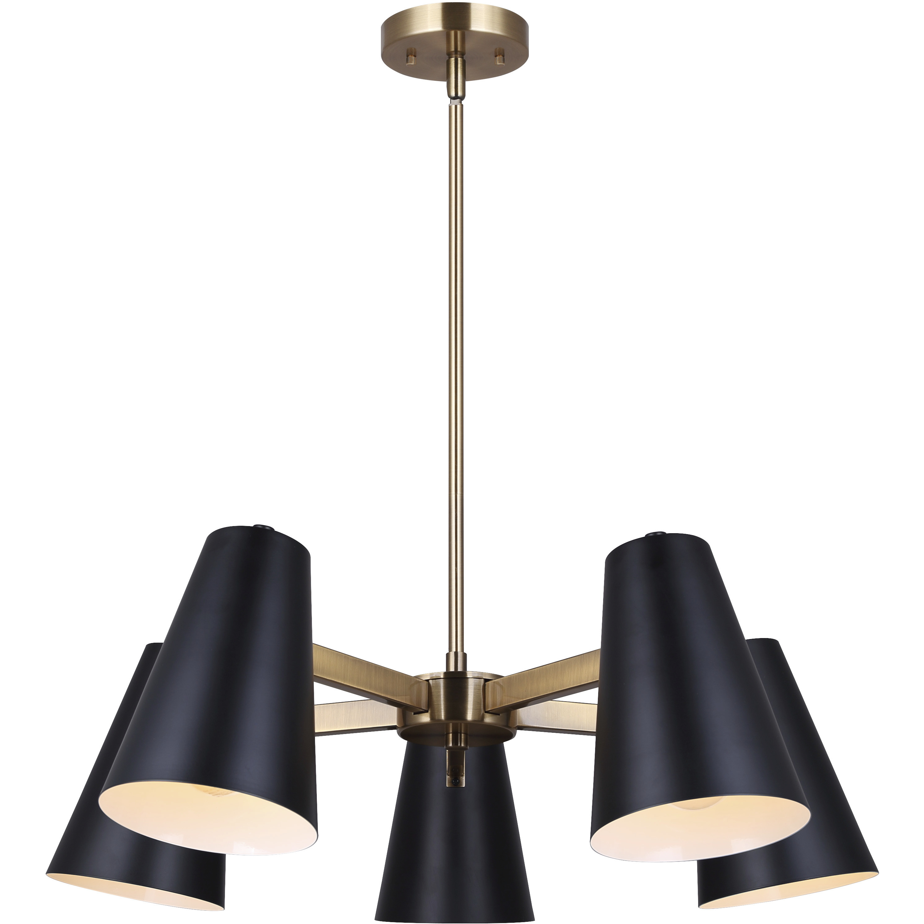 Harken 5 Light 26 inch Black/Gold Chandelier Ceiling Light