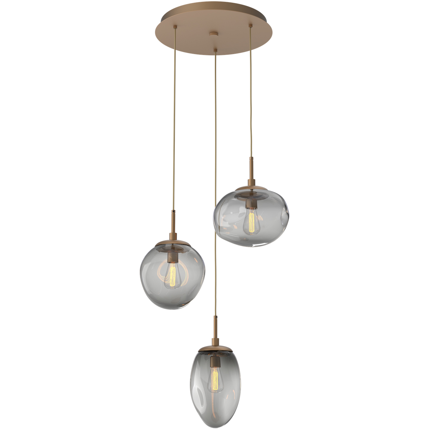 Cosmos Incandescent 3 Light 22.3 inch Novel Brass Chandelier Ceiling Light, Round Multi-Port