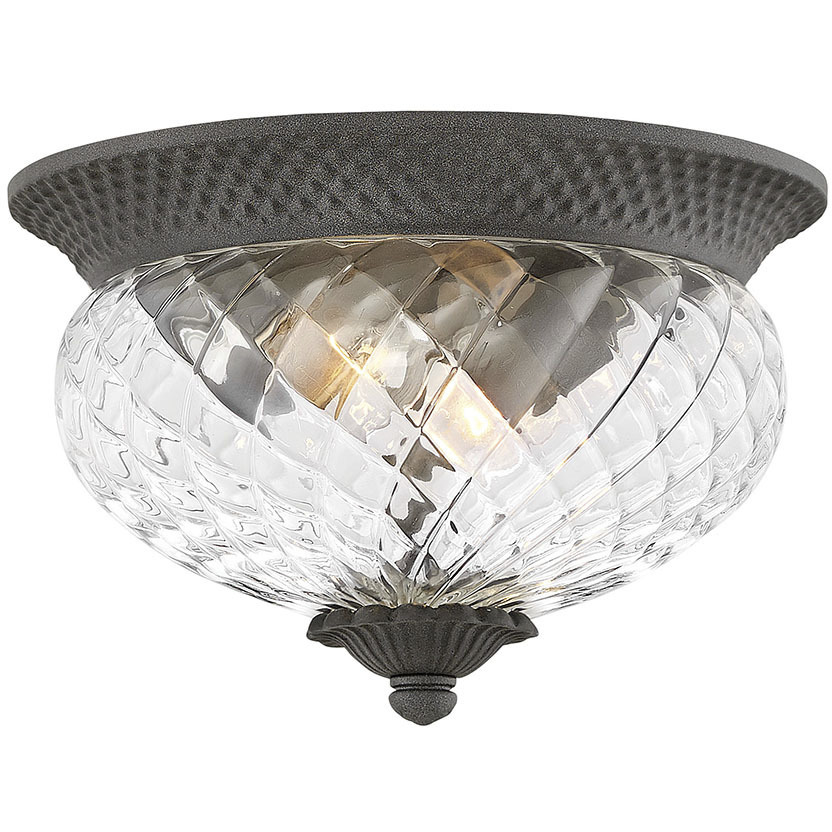 Plantation 2 Light 12 inch Museum Black Outdoor Flush Mount