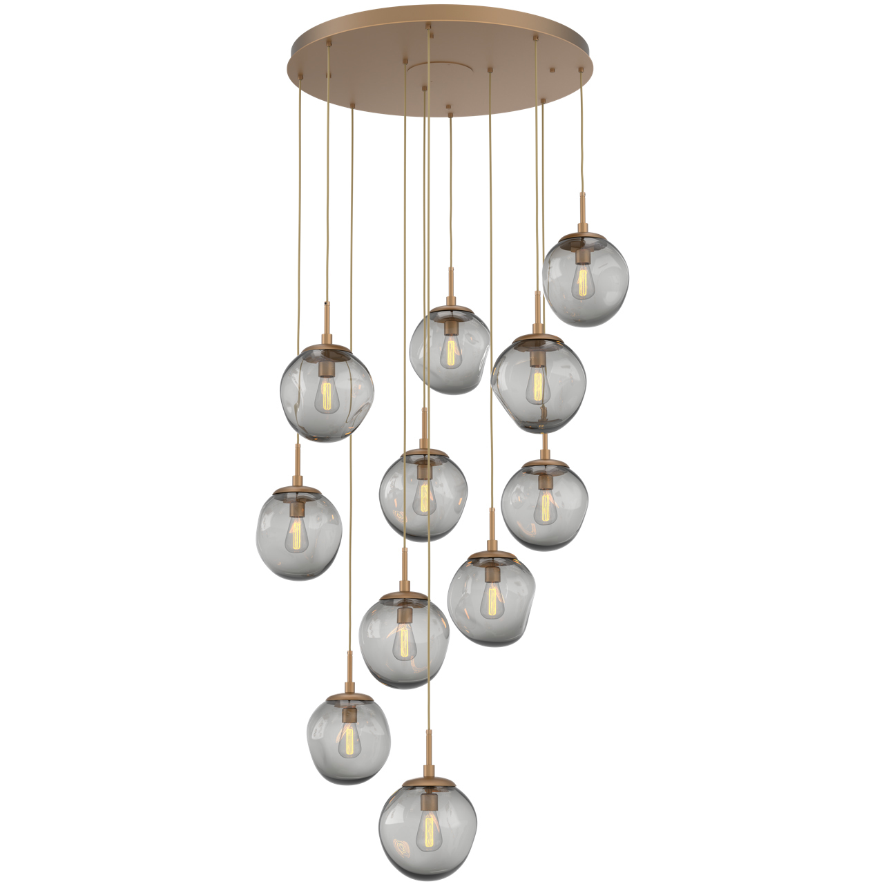 Aster Incandescent 11 Light Novel Brass Chandelier Ceiling Light, Round Multi-Pendant