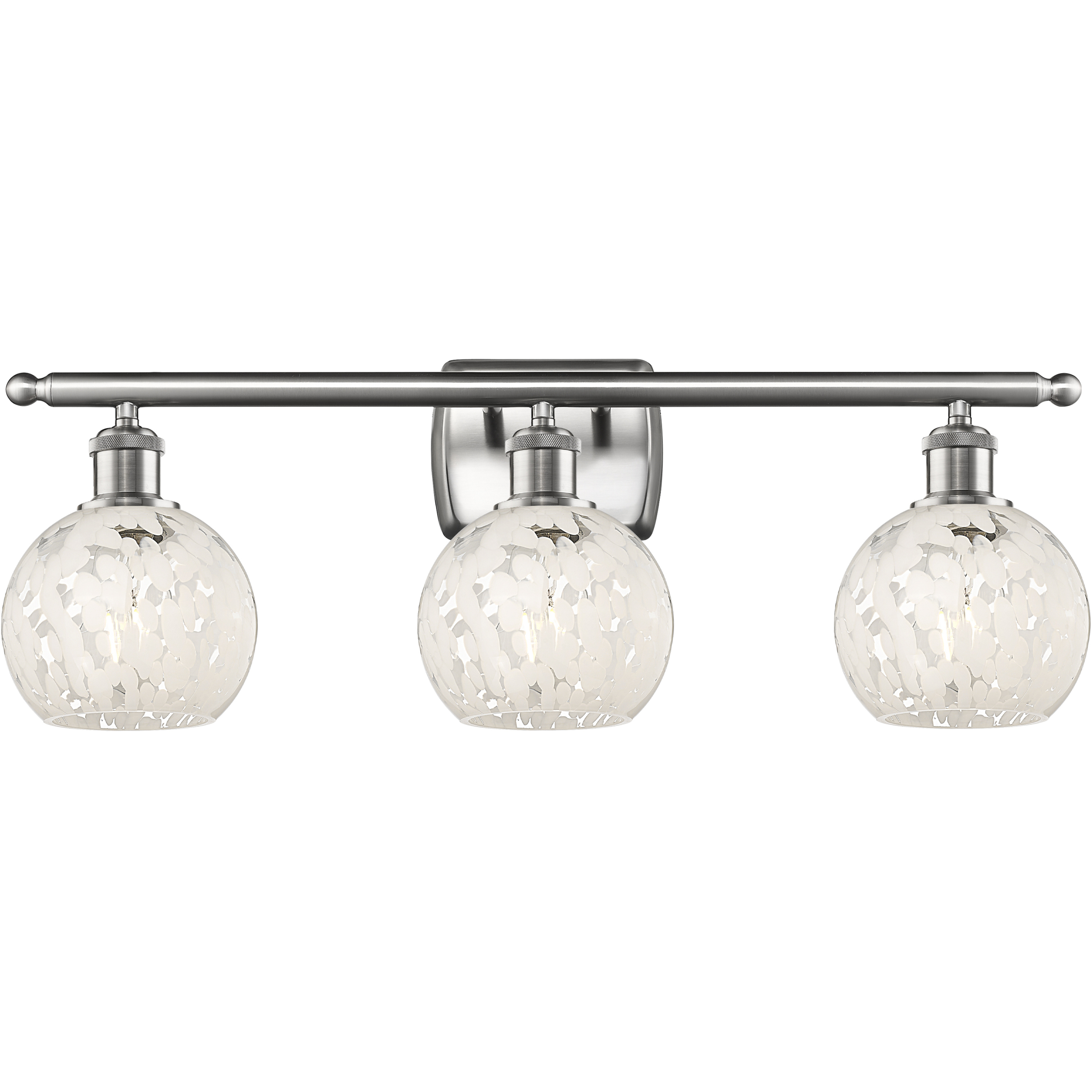 Ballston White Mouchette 3 Light 26 inch Brushed Satin Nickel Bath Vanity Light Wall Light