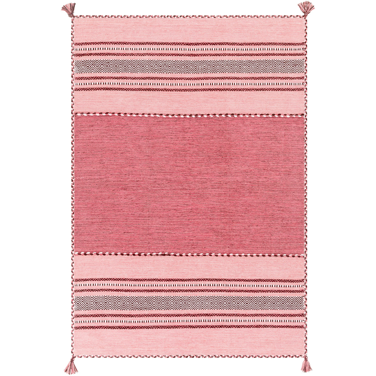 Trenza 120 X 96 inch Pale Pink/Bright Pink/Blush/White/Rose/Dark Brown Rugs, Rectangle