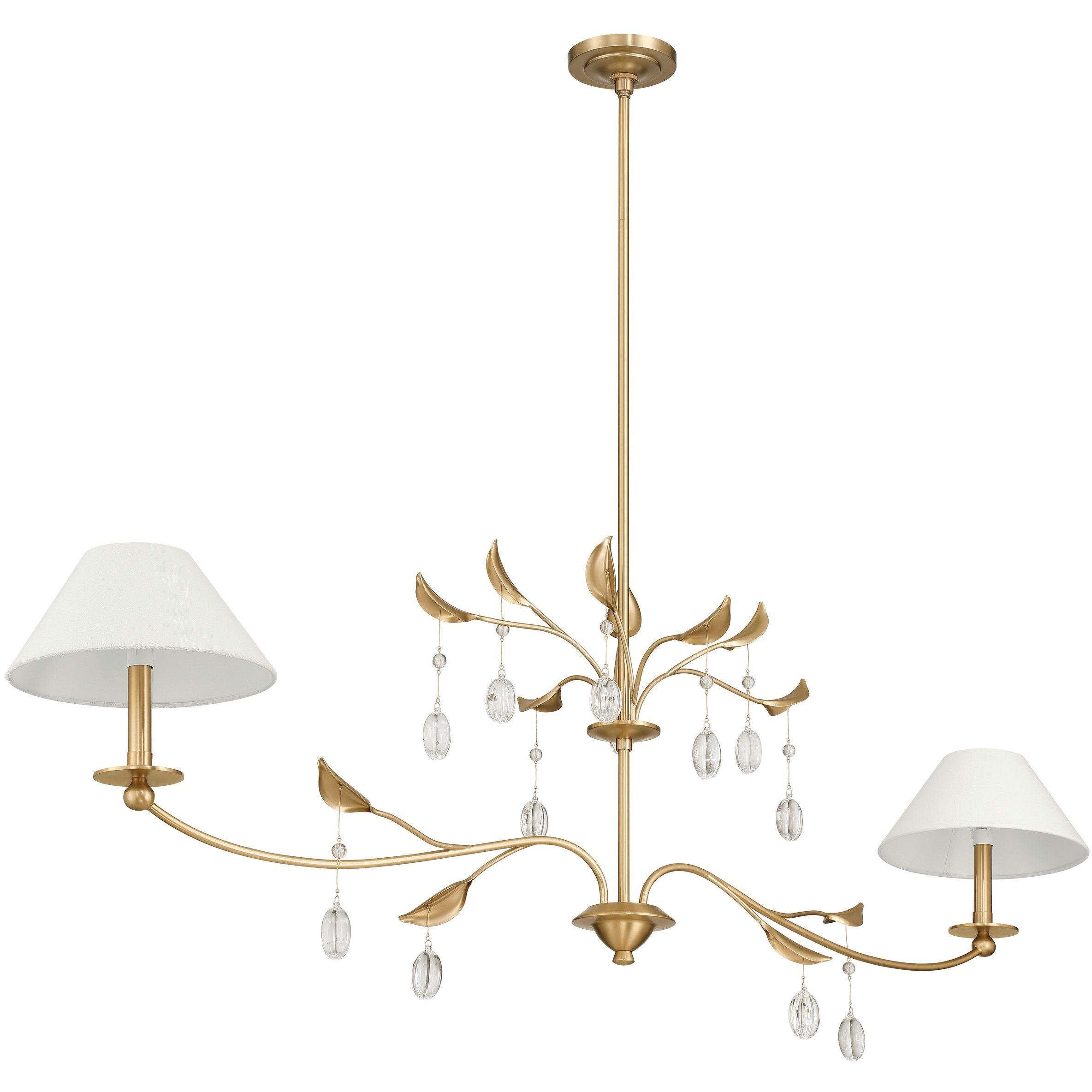 Presley 2 Light 56 inch Champagne Gold and Clear Linear Chandelier Ceiling Light