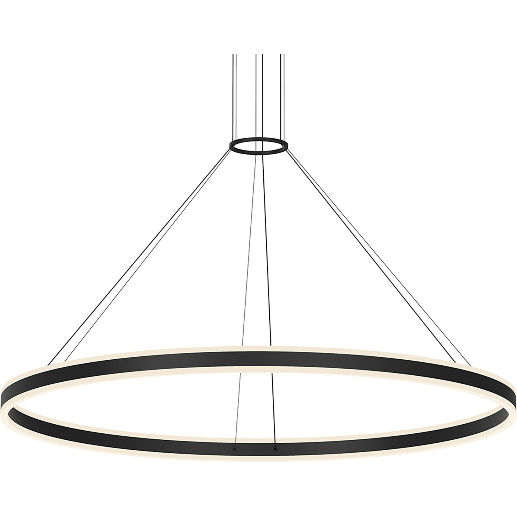 Double Corona LED 59 inch Satin Black Pendant Ceiling Light in Standard Suspension