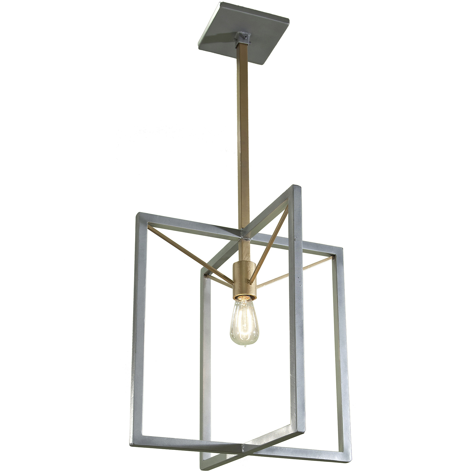 New Traditional 1 Light Silver and Spartina Gold Pendant Ceiling Light