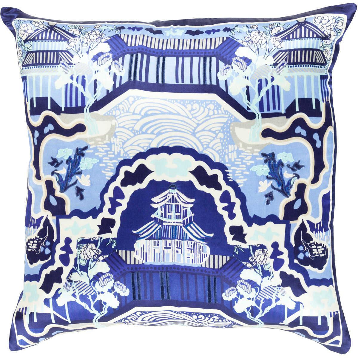 Geisha 18 inch Beige, Navy, Dark Blue, Ivory, Bright Blue, Aqua Pillow Kit