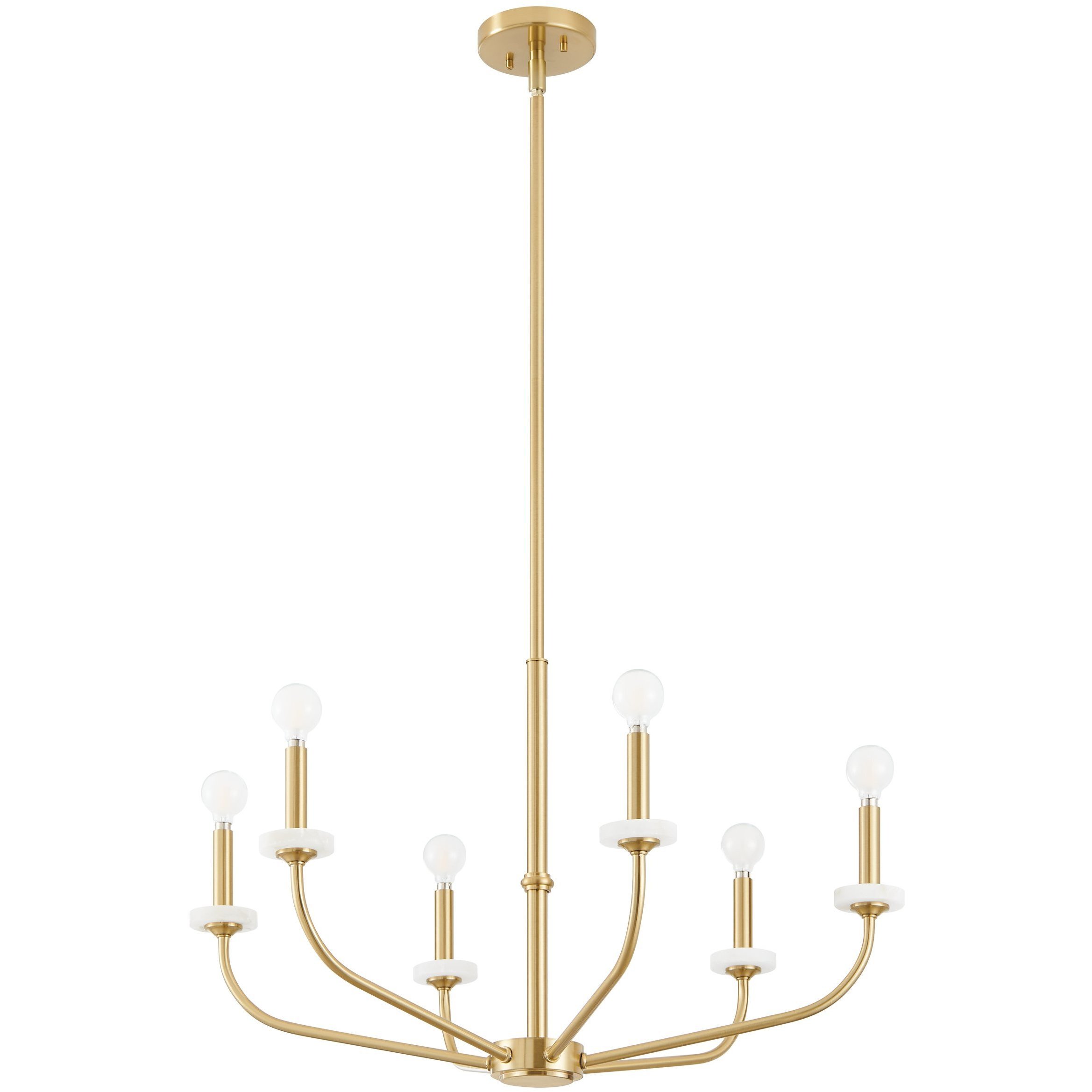 Leah 6 Light 30 inch Brushed Gold and White Chandelier Ceiling Light