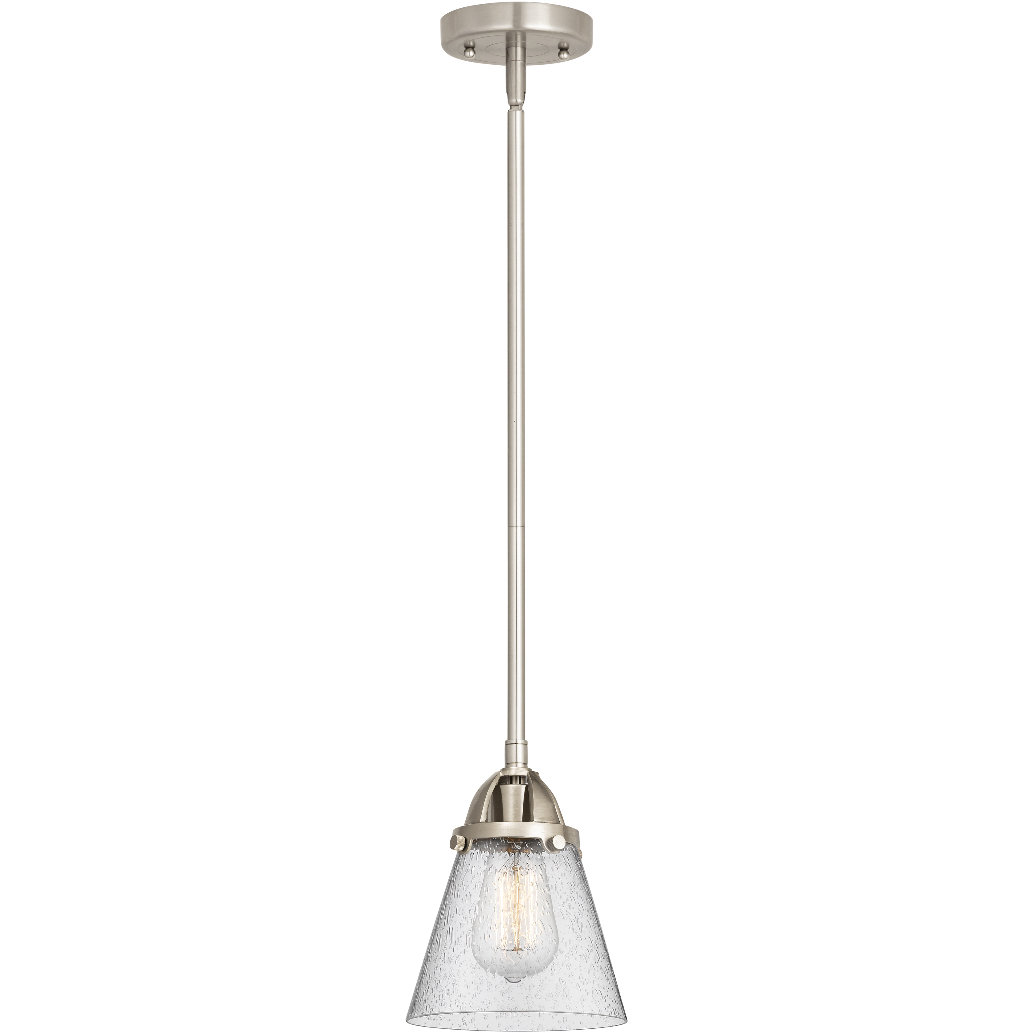 Nouveau 2 Cone 1 Light 6.25 inch Brushed Satin Nickel Mini Pendant Ceiling Light in Incandescent, Seedy