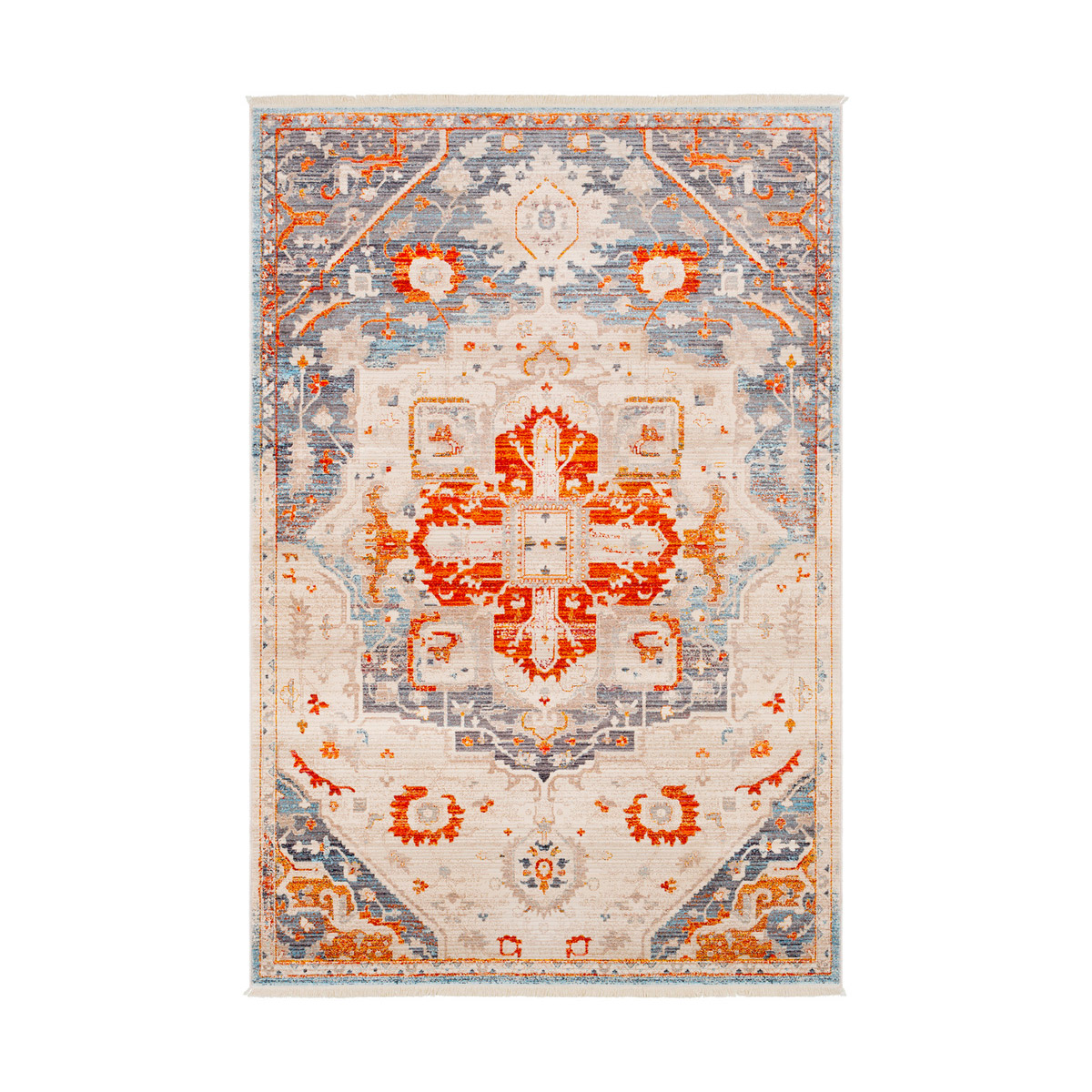 Preston 67 X 47 inch Burnt Orange/Bright Red/Aqua/Rose/Saffron/Cream Rugs, Rectangle