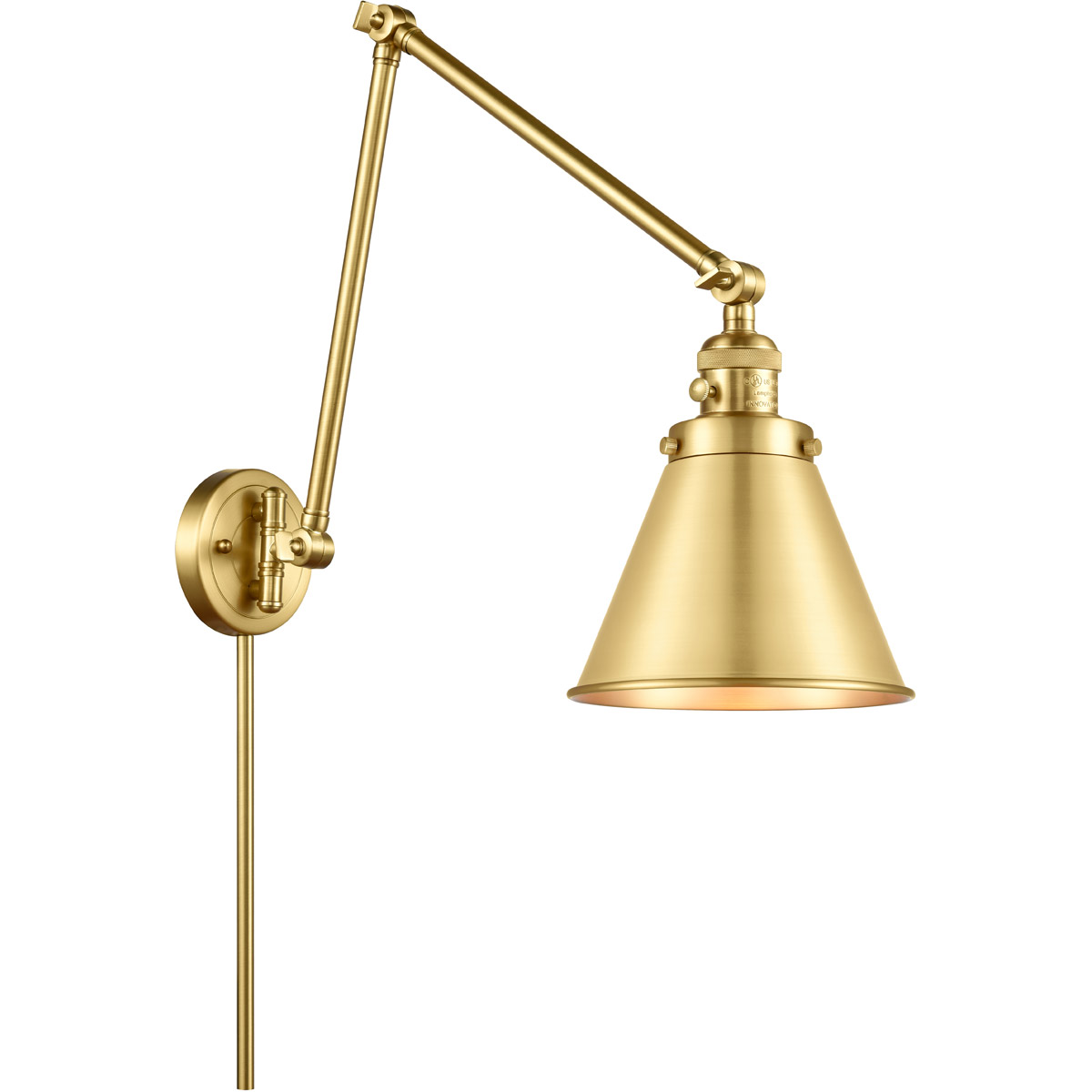 Appalachian 30 inch 60.00 watt Satin Gold Swing Arm Wall Light, Franklin Restoration