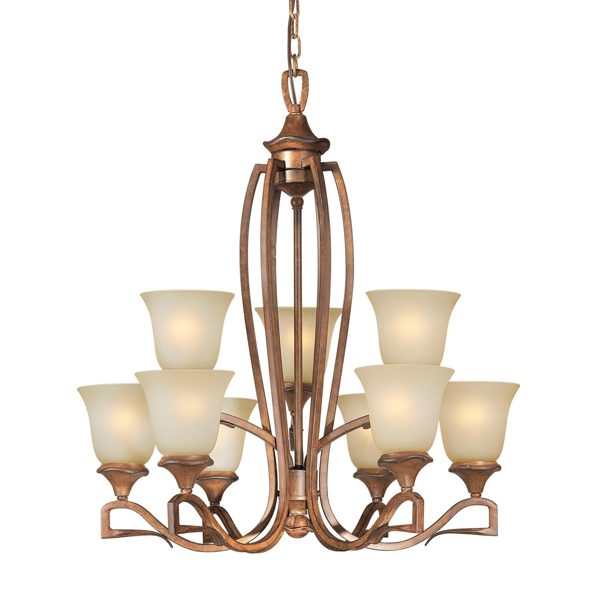 Signature 9 Light 28 inch Rustic Sienna Chandelier Ceiling Light